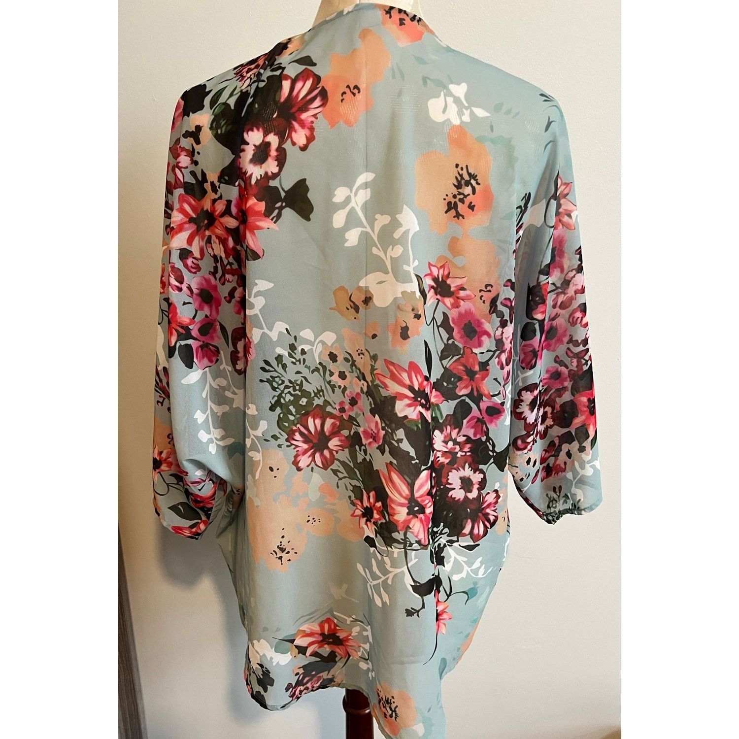 Other Amazon Pastel Floral Sheer Open 3/4 Sleeve Kimono Medium Size M / US 6-8 / IT 42-44 - 4 Thumbnail