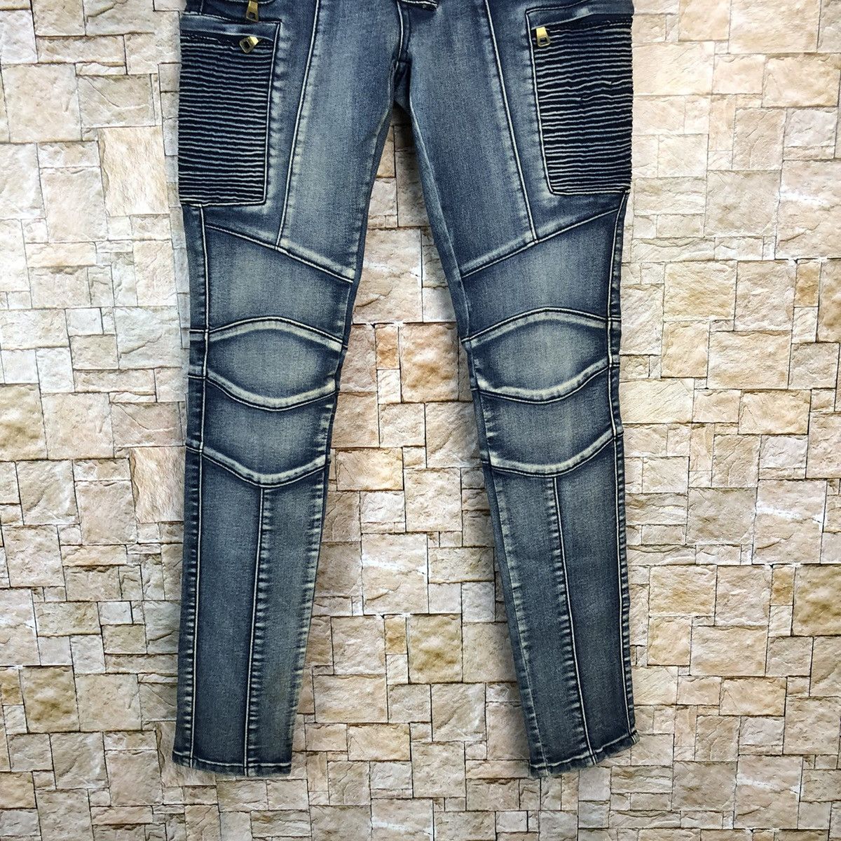 Japanese Brand Japan faded Blue Slim Fit bikers denim Jeans #A741 Size 26" / US 2 / IT 38 - 3 Thumbnail
