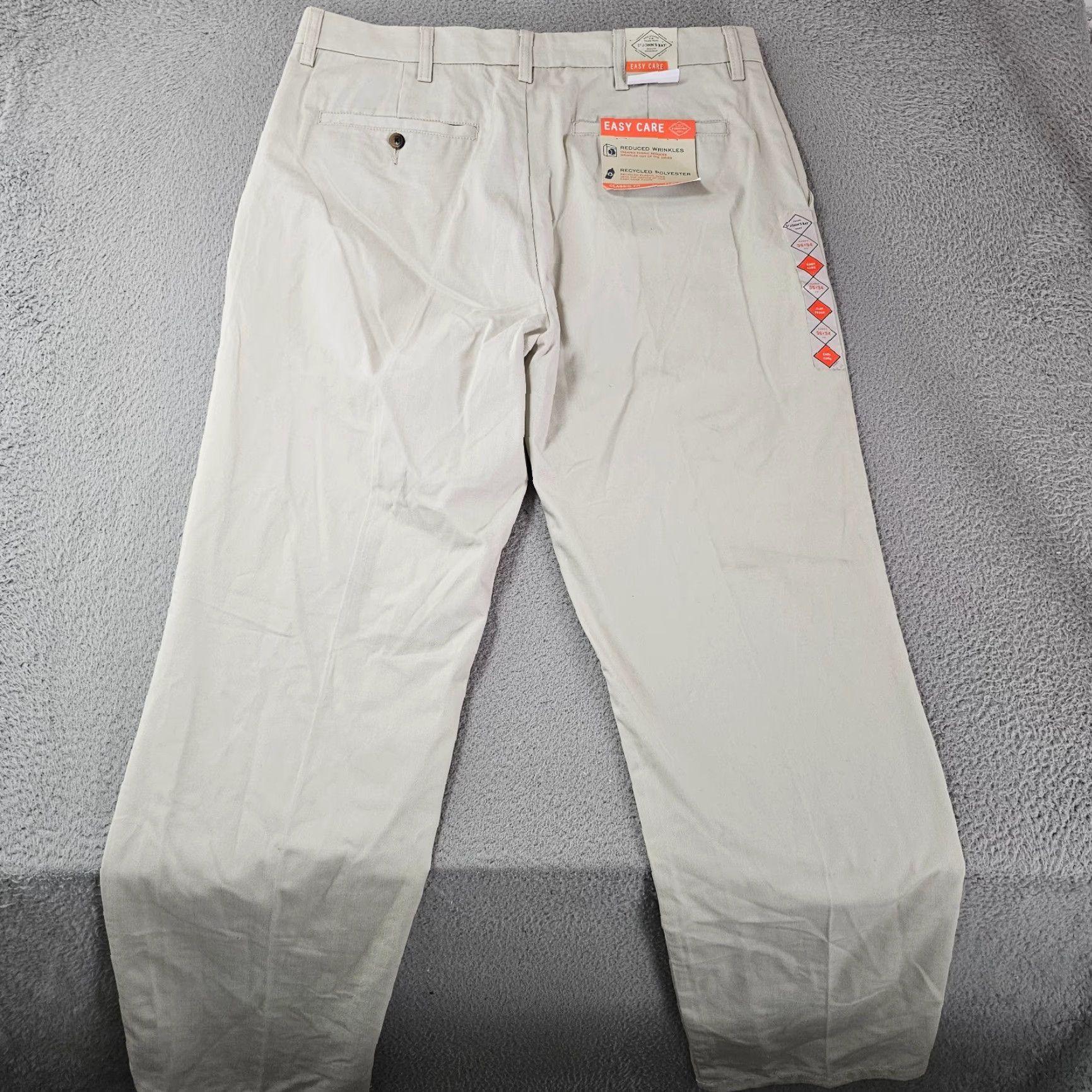 Vintage St Johns Bay Pants Mens 36x34 Khakis Classic Fit Flat Front Stone Beige Cotton Blend Size US 36 / EU 52 - 7 Thumbnail