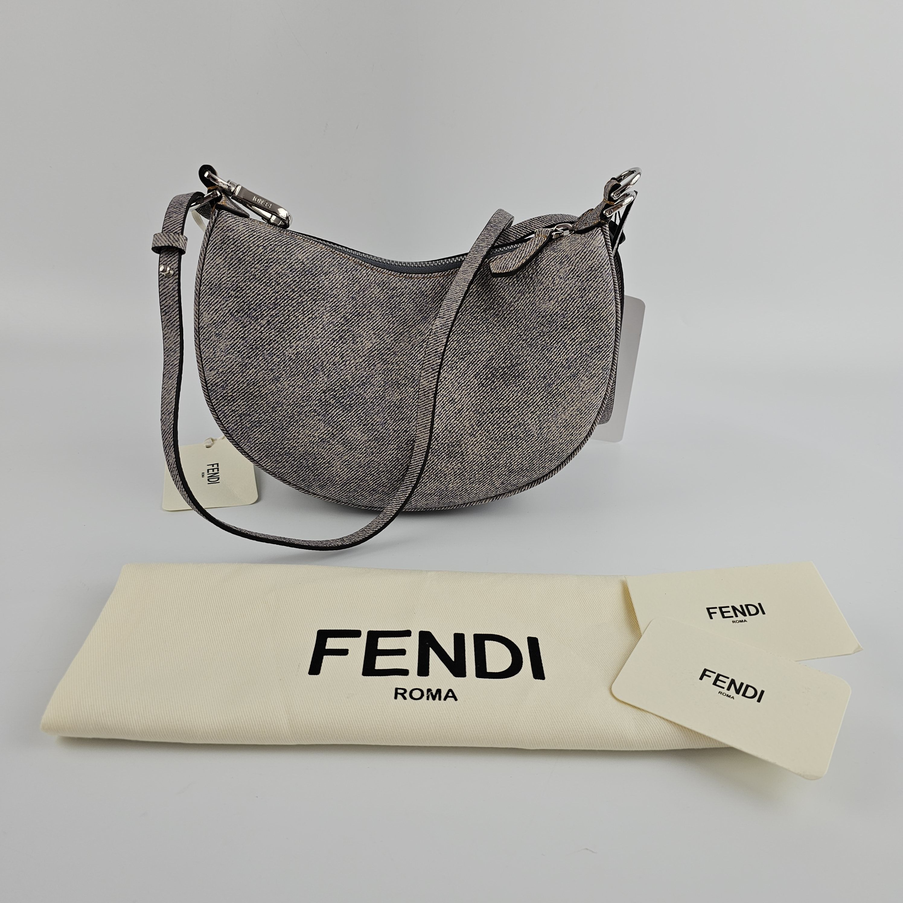 Fendi Fendigraphy Mini $2400 Gray Leather Top Handle Bag New in Grey, Women's