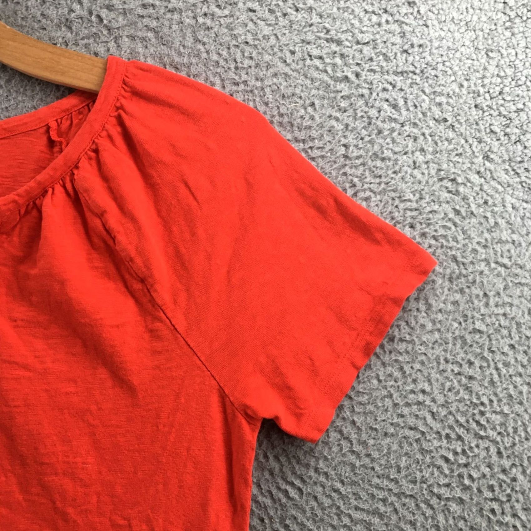 Talbots Talbots Tops Womens L Orange 100% Cotton V-Neck Cap Sleeve Blouse Pop Over Shirt Size L / US 10 / IT 46 - 4 Thumbnail