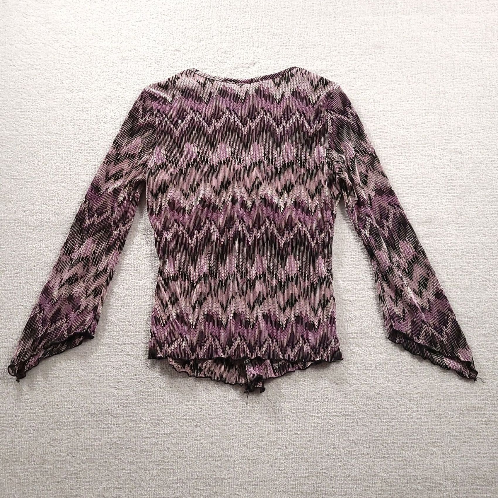 Vintage VINTAGE Dressbarn Blouse Womens Large Purple Black Geometric Keyhole Size L / US 10 / IT 46 - 6 Thumbnail