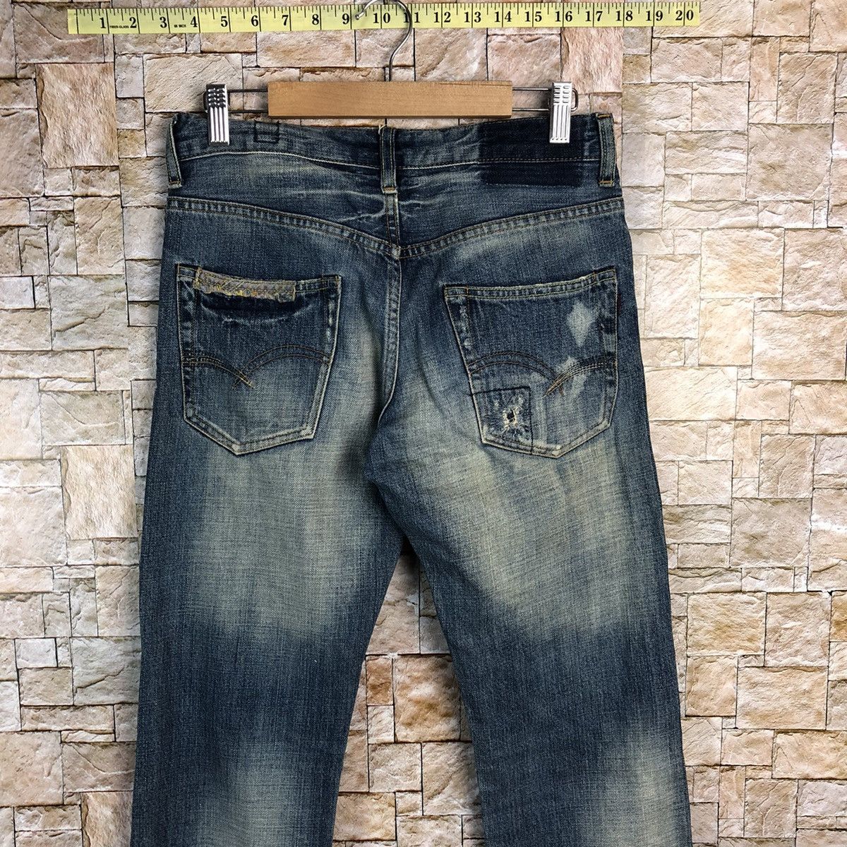Japanese Brand Bartack Works Blue Distressed Denim Pants #A143 Size US 27 - 18 Thumbnail