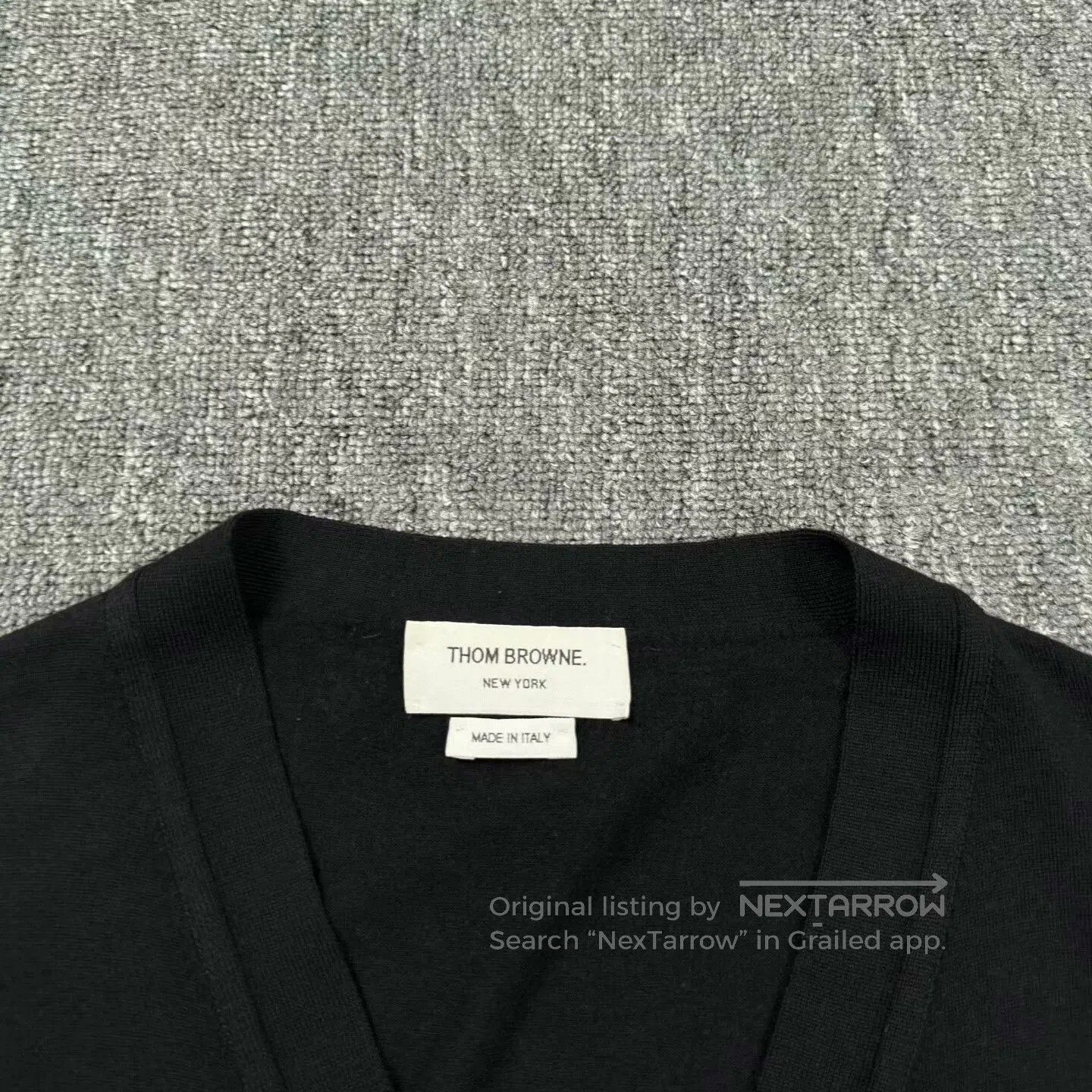 Thom Browne thom browne black wool v-neck cardigan. Size US S / EU 44-46 / 1 - 3 Thumbnail