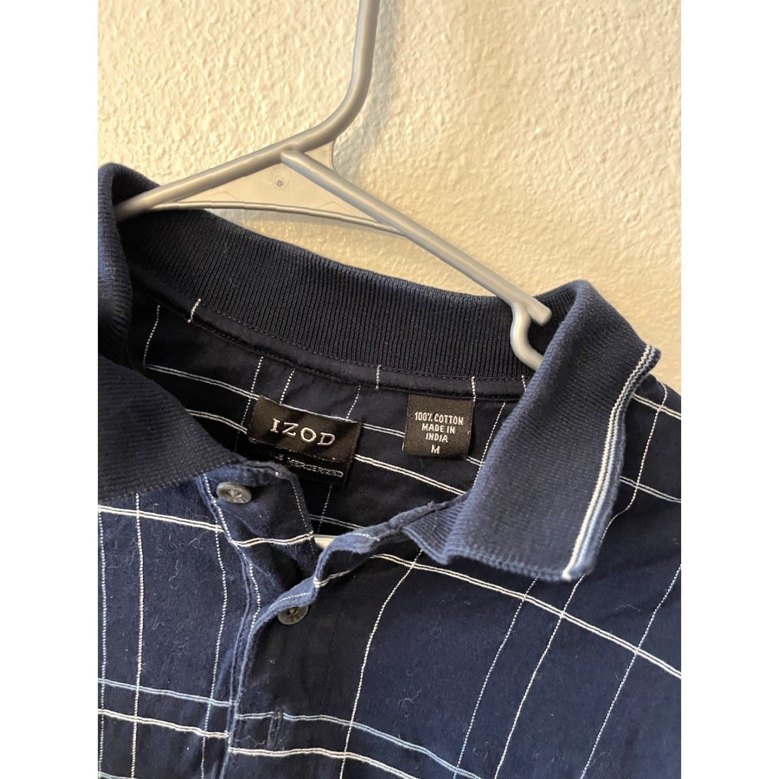 Izod IZOD GOLF POLO SHIRT Men's Size Medium Navy Blue Plaid Wash Casual Size US M / EU 48-50 / 2 - 3 Thumbnail
