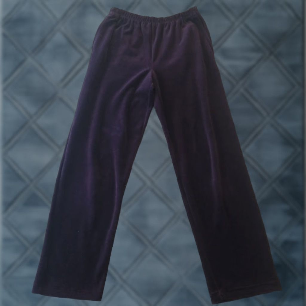 Vintage Rafaella Velour Sweatpants Pants Womens Large Purple Pull On Pockets 28x30 High Rise Size 36" / US 14 / IT 50 - 1 Thumbnail