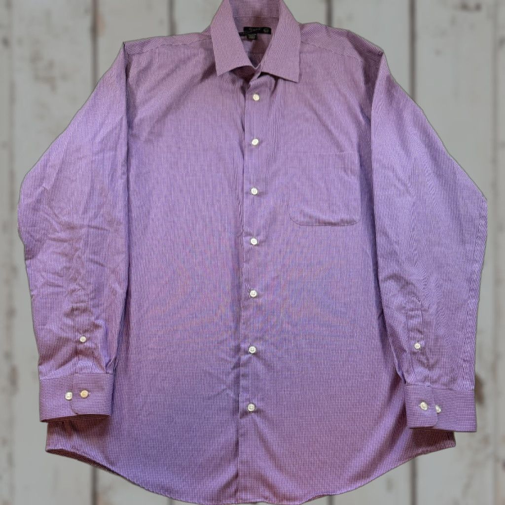 Pronto Uomo VINTAGE Pronto Uomo Purple Check Shirt Long Sleeve Button-Up Cotton 2035 XLT Mens Size US XL / EU 56 / 4 - 1 Thumbnail