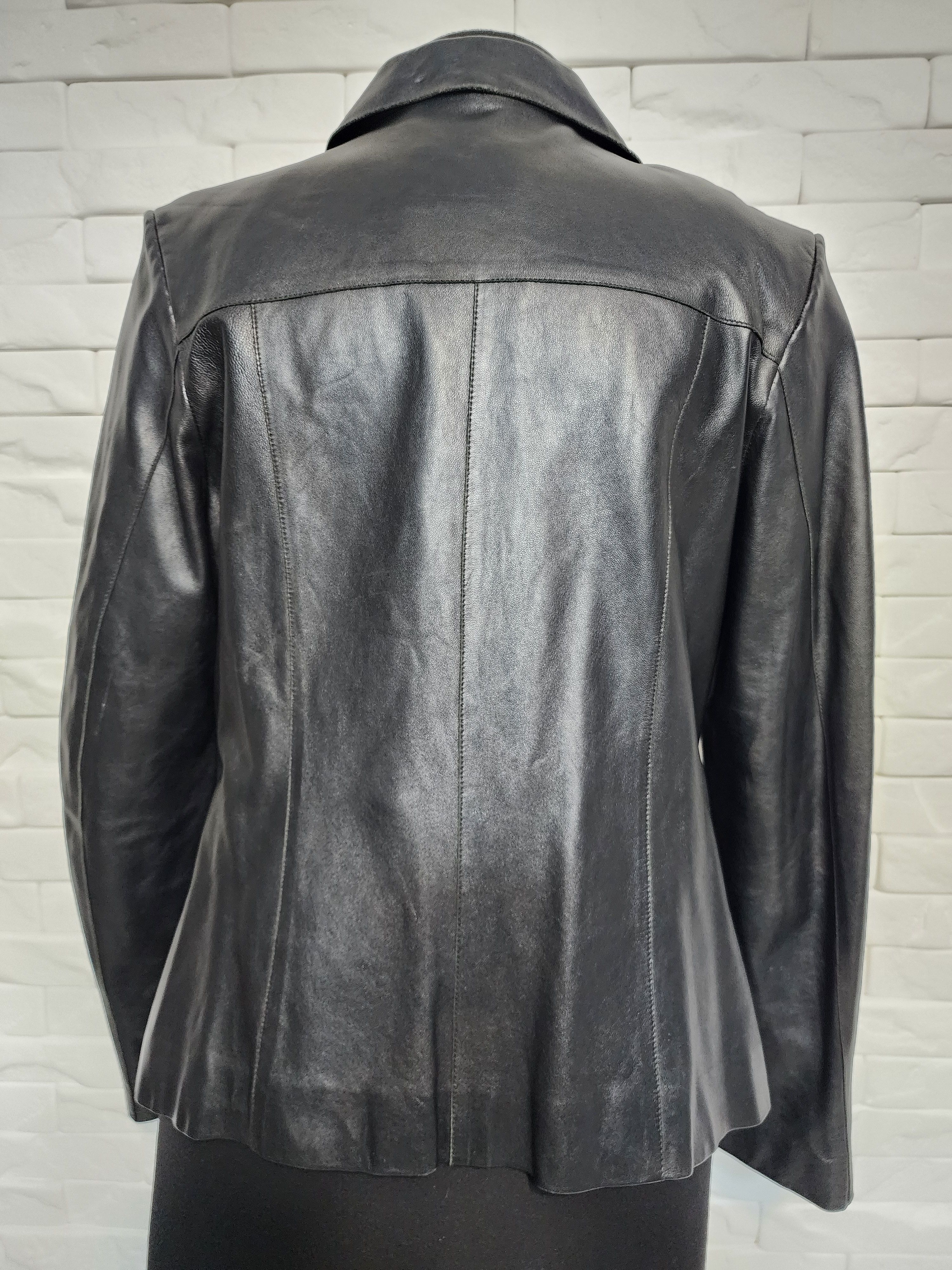 Genuine Leather Black & White Genuine Leather Jacket: Women's Sport Style Size L / US 10 / IT 46 - 4 Thumbnail