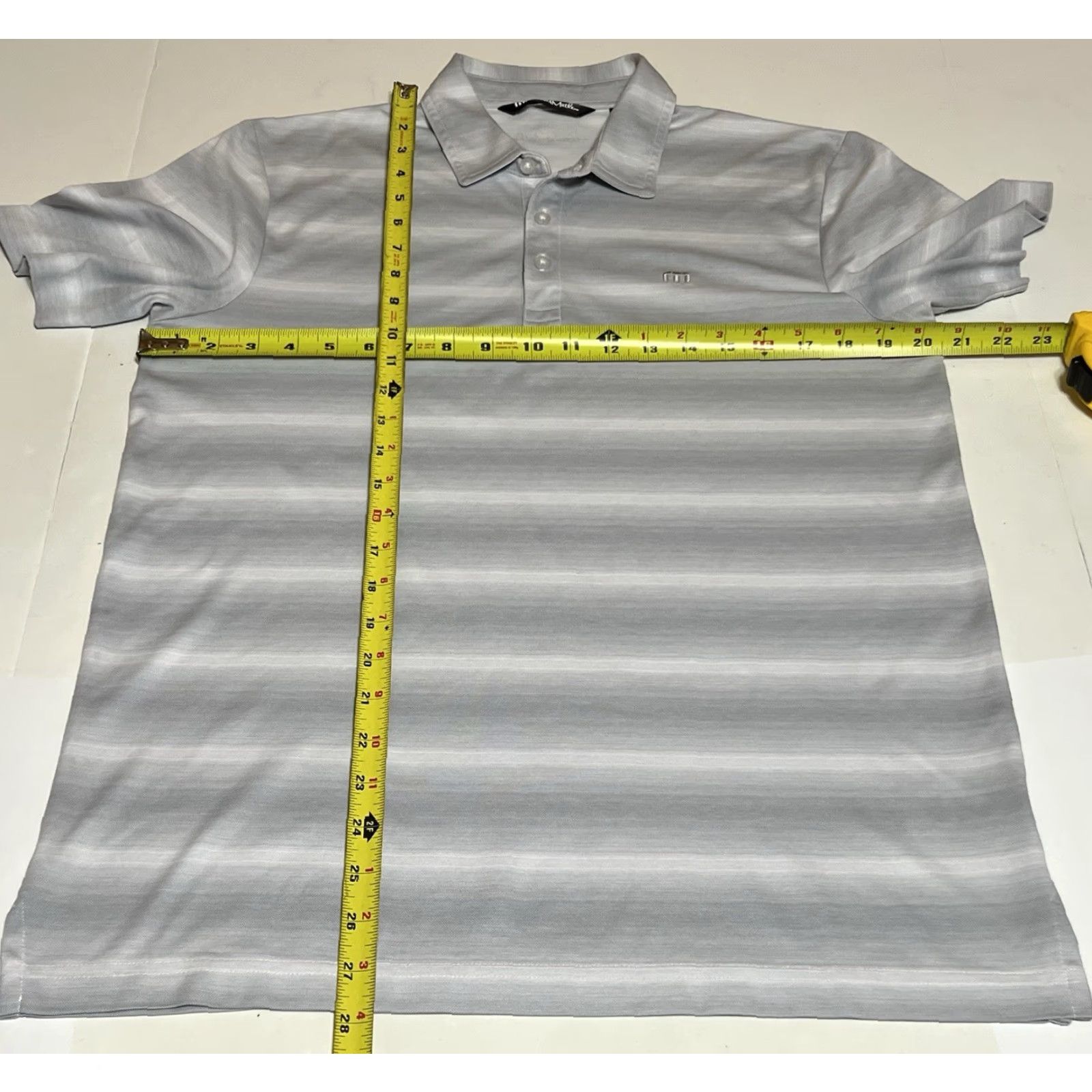 TravisMathew Travis Mathew Polo Mens Medium Grey White Short Sleeve Striped Beach Camping Size US M / EU 48-50 / 2 - 4 Thumbnail