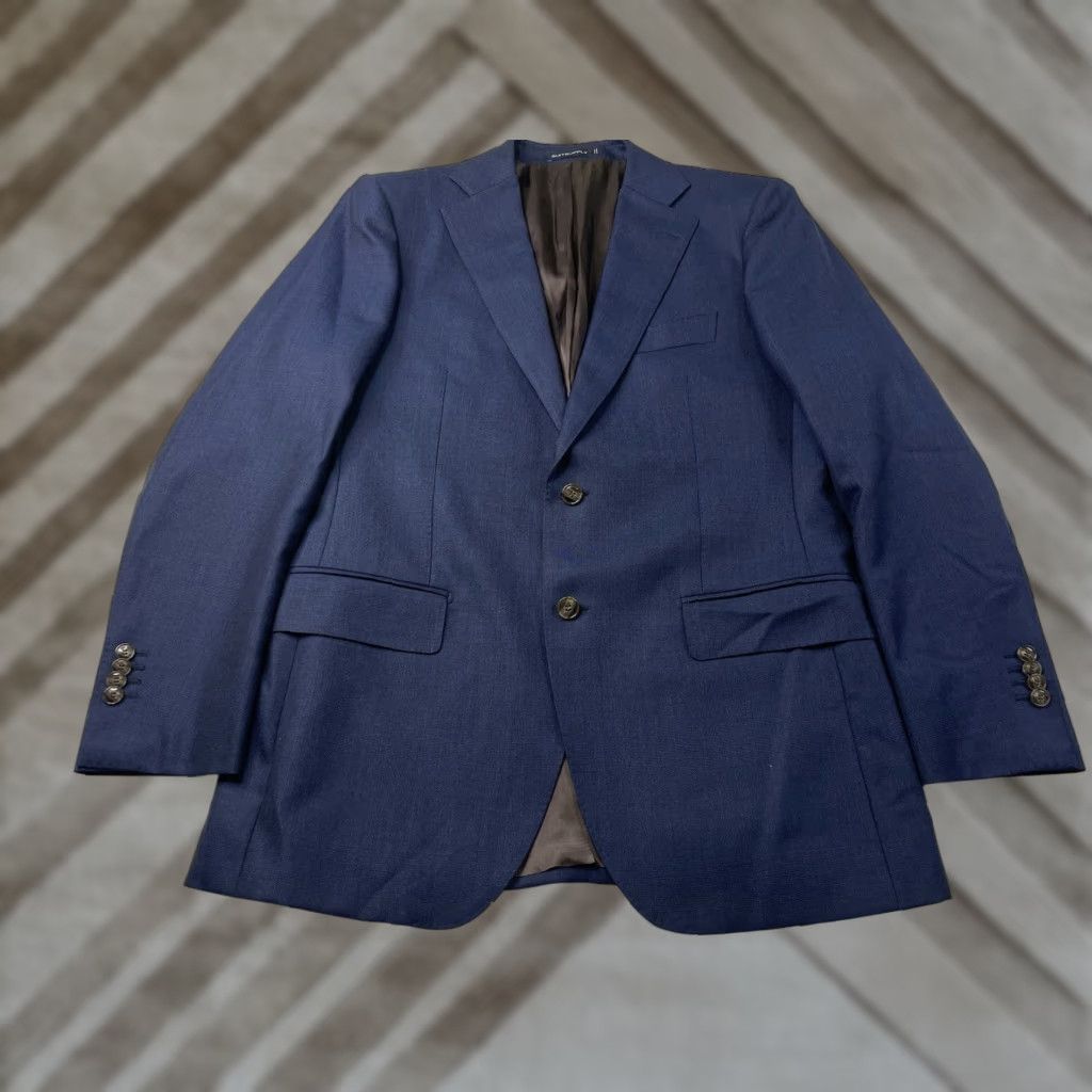 Suitsupply Suitsupply Blazer 2 Button Slim Blue Wool Check Notch Lapel Double-Vented Jacket 42R Mens Size 42R - 1 Thumbnail