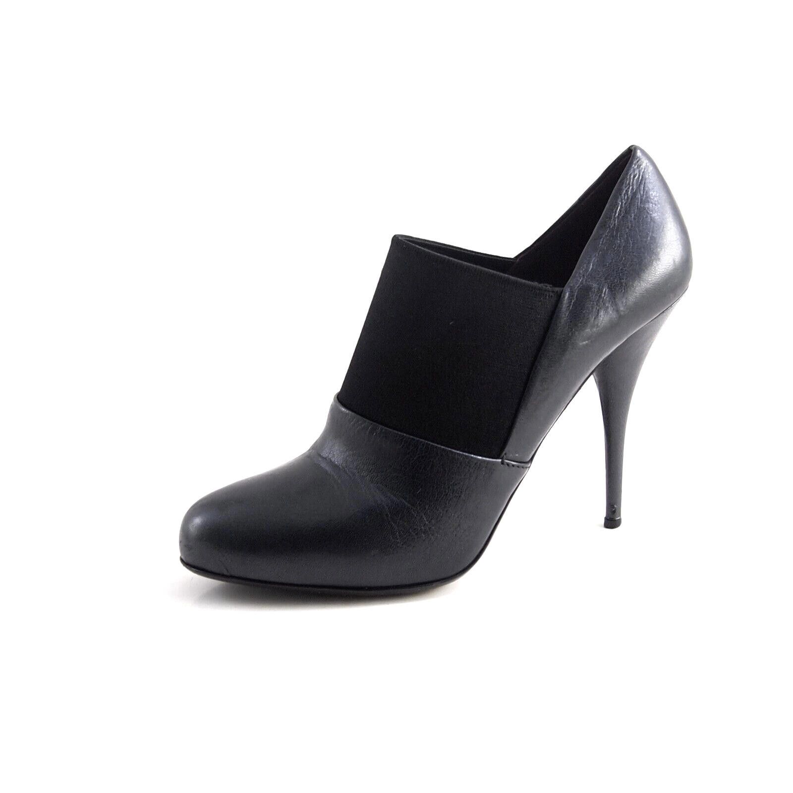 Miu Miu Booties Heels Black Leather Womens US 9 EU 39