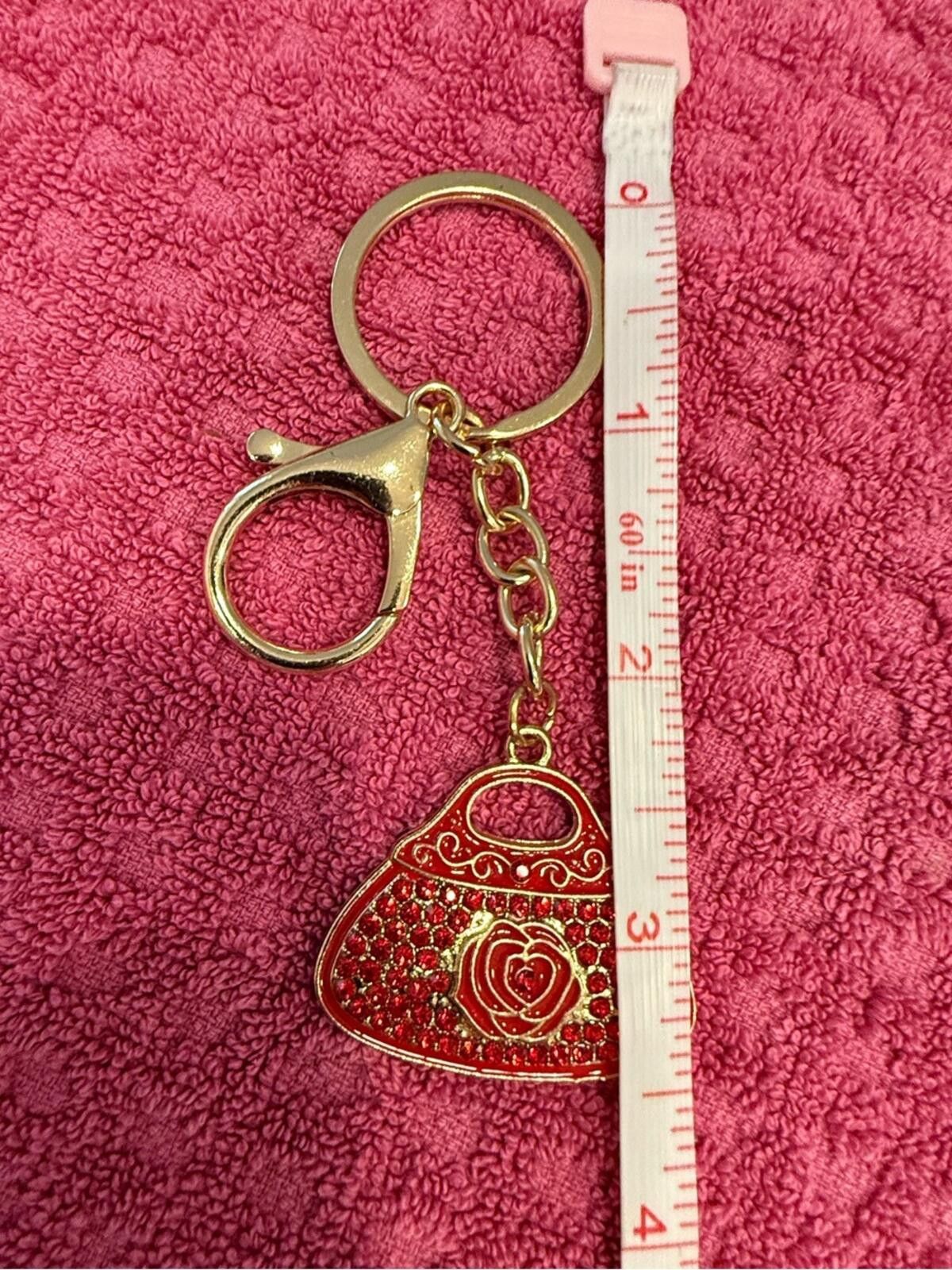 Other Keychain red rose rhinestone handbag gold lobster clasp Size ONE SIZE - 5 Thumbnail