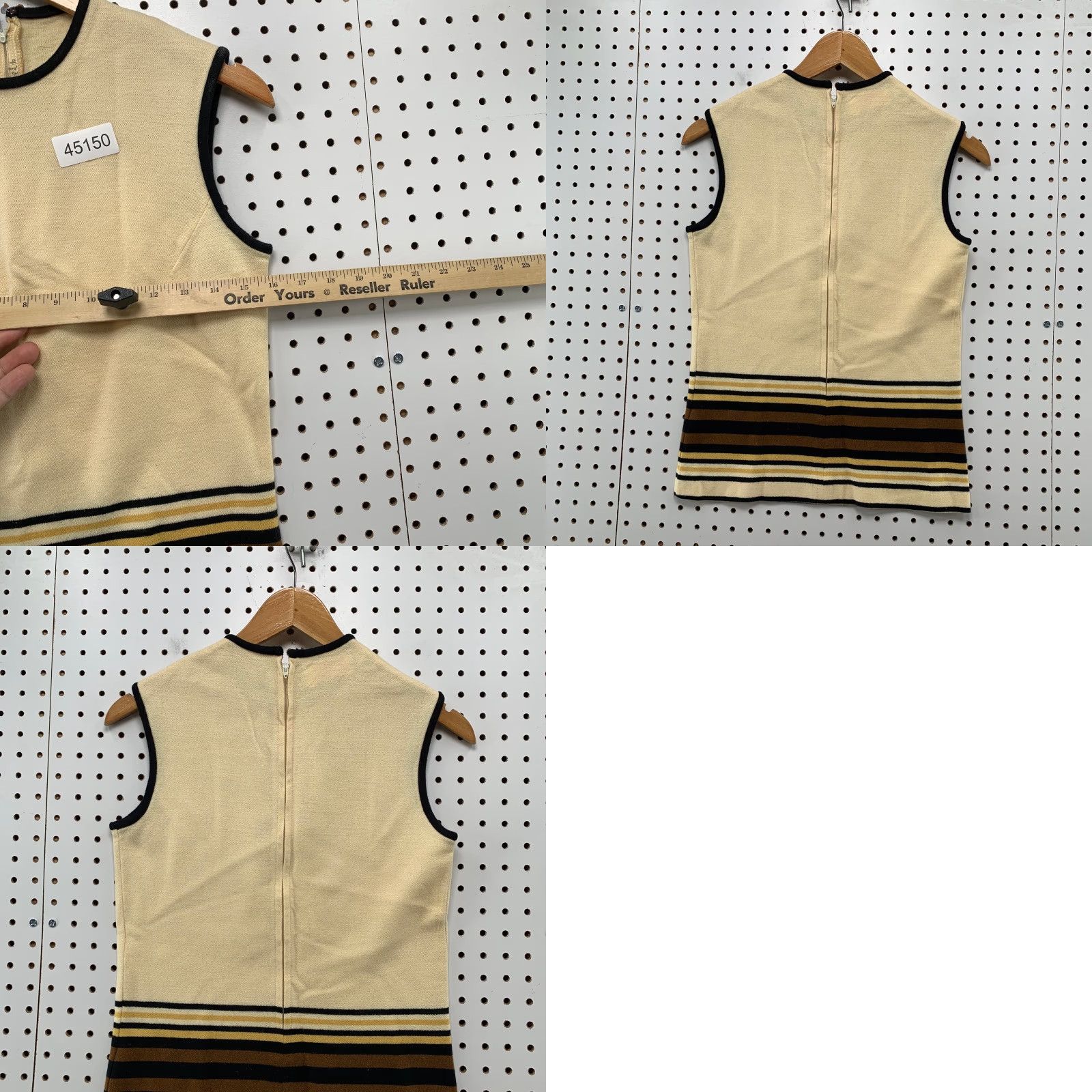 Catalina VINTAGE Catalina Sweater Vest Womens M Beige Striped Crew Neck Back Zip 7/8 Knit 60s 70s Winter Fall Mens Womens Boys Girls Size M / US 6-8 / IT 42-44 - 8 Thumbnail