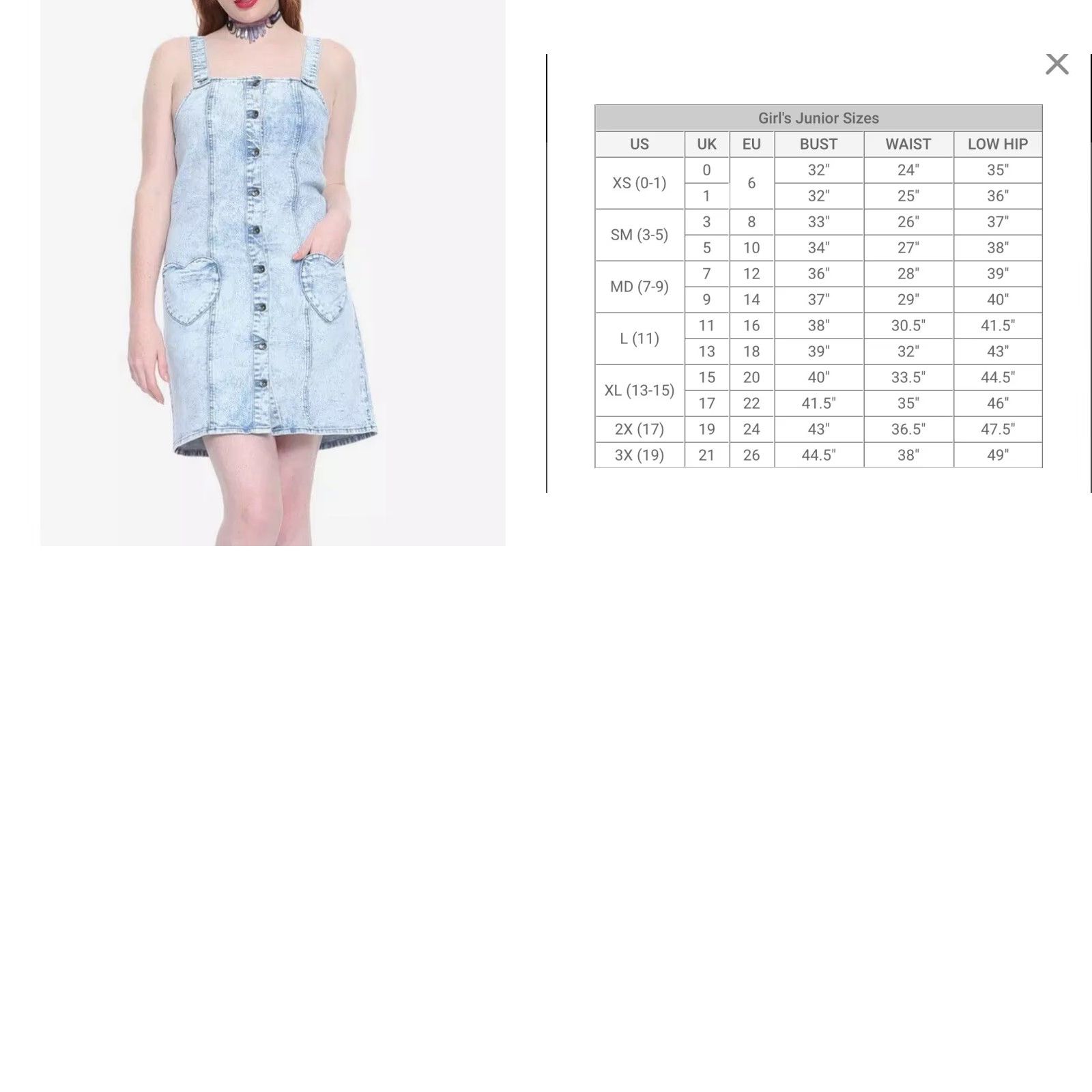 Hot Topic VINTAGE Hot Topic BlackHeart Heart Pocket Denim Mini Jean Dress Sleeveless Juniors Size 2 Blue Woman Short Size 26" / US 2 / IT 38 - 8 Thumbnail