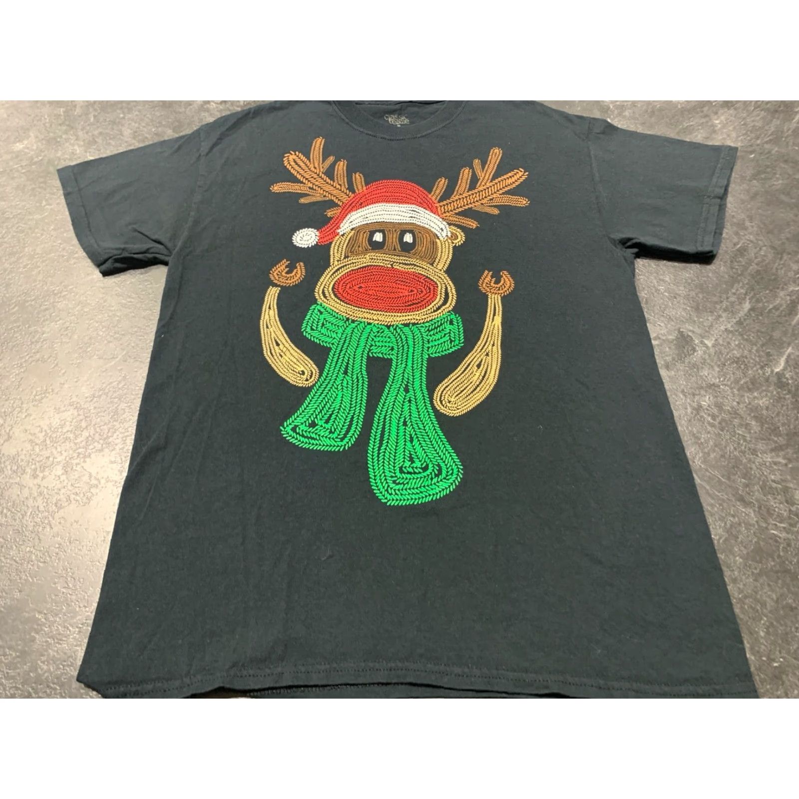 Vintage Christmas Reindeer Classic Teaze Short Sleeve T Shirt Black Medium Unisex Adult Size US M / EU 48-50 / 2 - 2 Thumbnail