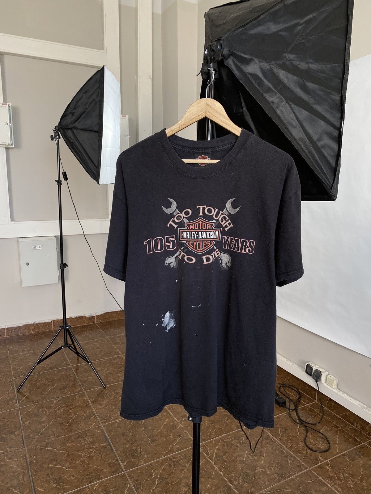 Harley Davidson 🇺🇸 Vintage 90s Harley Davidson Faded 105 Years Choppers Tee Size US XL / EU 56 / 4 - 1 Thumbnail