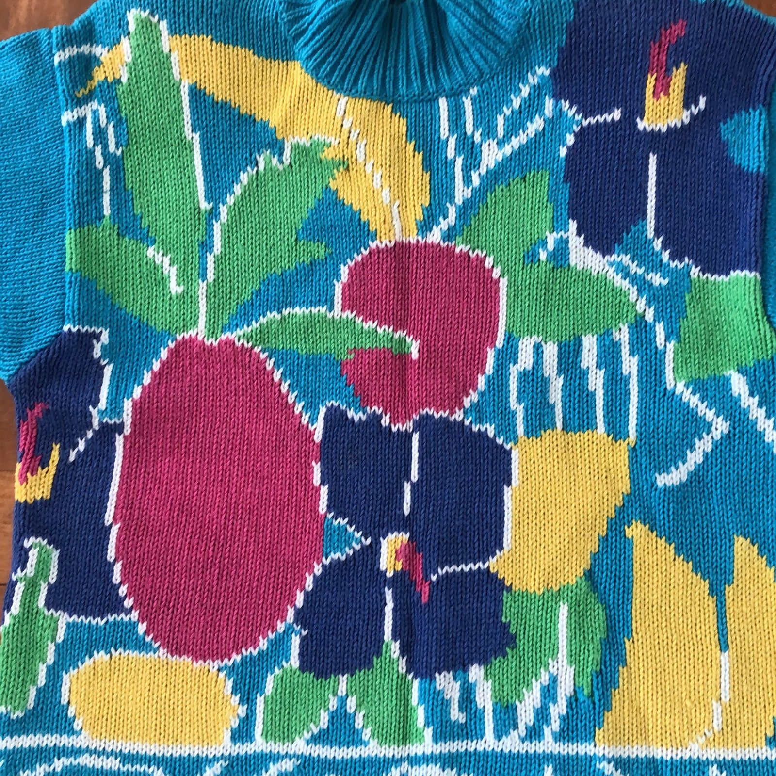 Vintage Lauren Hansen Vtg 80s floral Sweater blue, yellow large Size L / US 10 / IT 46 - 5 Thumbnail