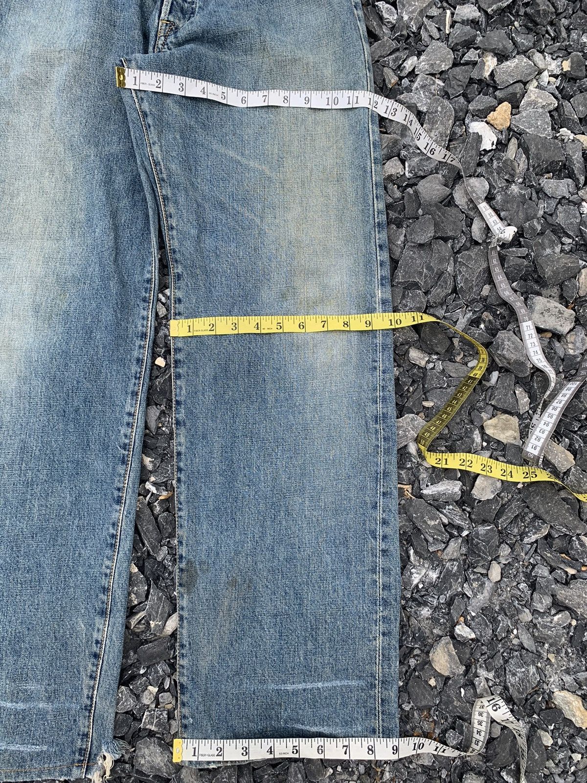 VINTAGE EDWIN 505X BAGGY SELVEDGE FADED DISTRESSED DENIM