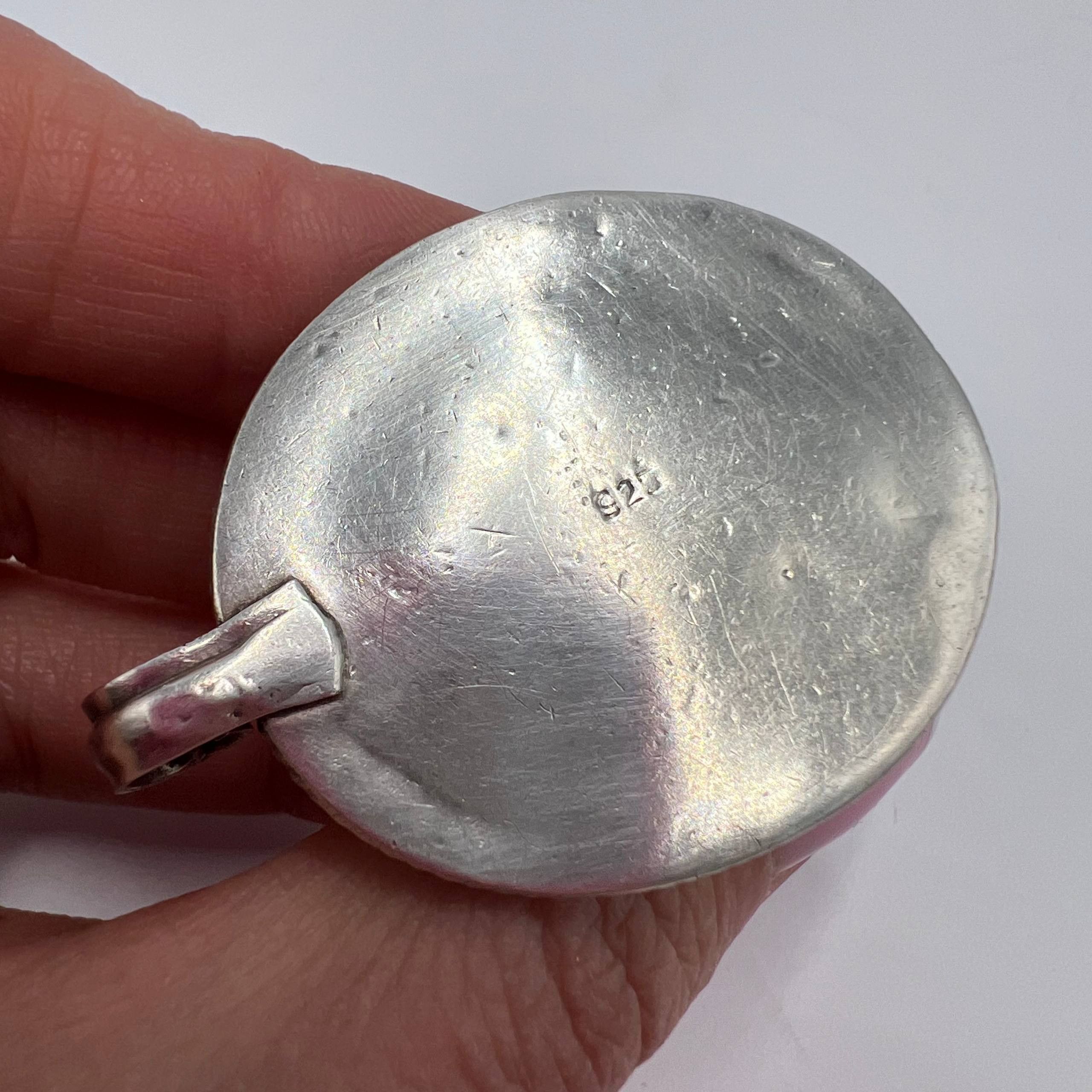 Vintage Vintage Sterling Silver 925 Pendant Turquoise Cabochon Size ONE SIZE - 4 Thumbnail