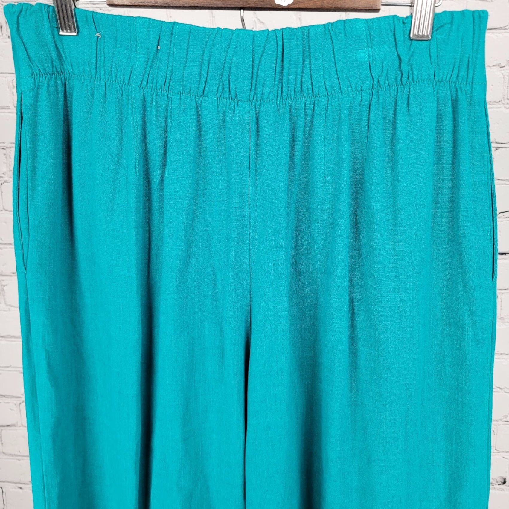 Soft Surroundings Soft Surroundings Blue Linen Blend High Rise Wide Leg Crop Pants Medium (32x21) Size 32" / US 10 / IT 46 - 7 Thumbnail