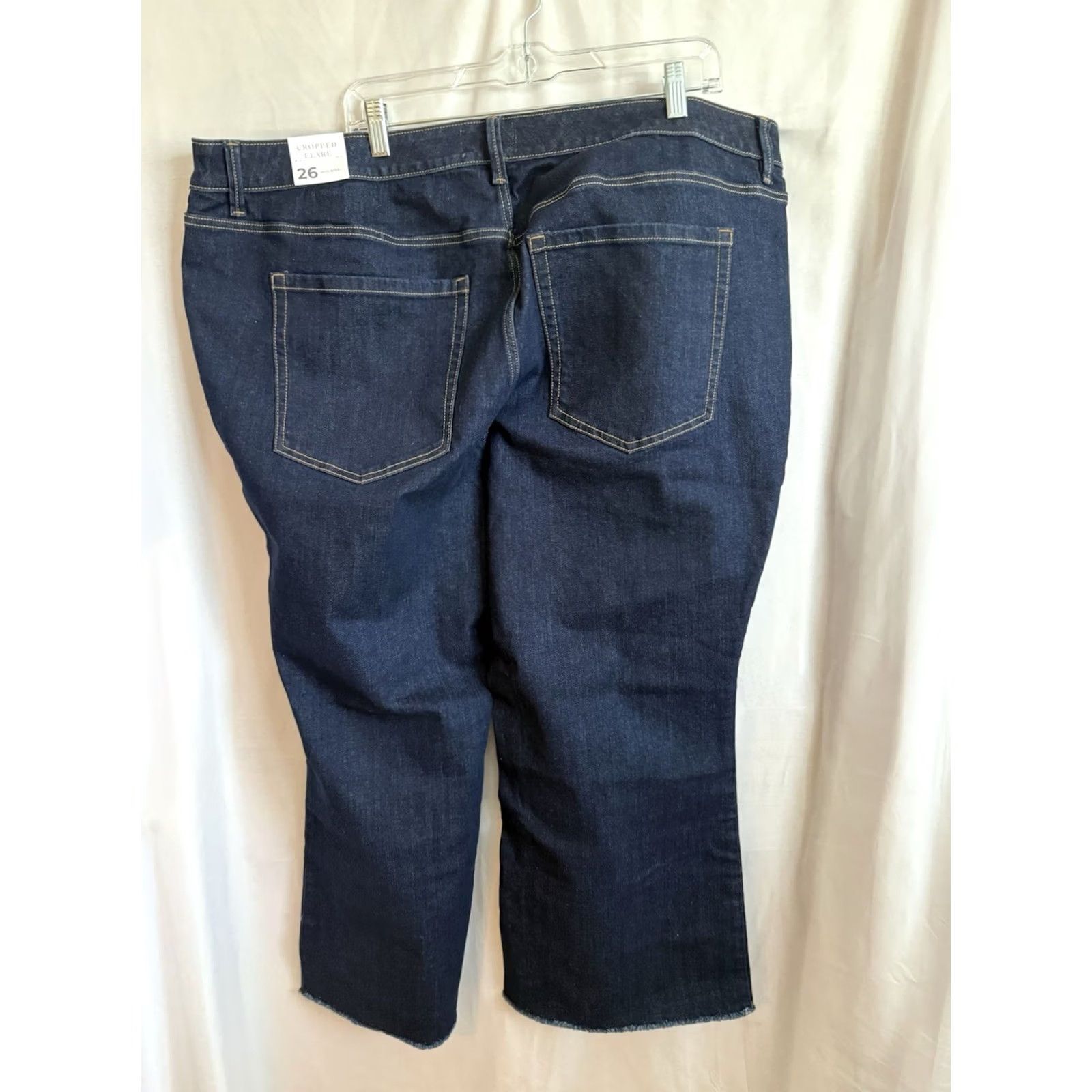 Vintage Lane Bryant Women's Cropped Flare Jeans Blue Size 26 Raw Hem Mid-Rise Size 26" / US 2 / IT 38 - 2 Thumbnail