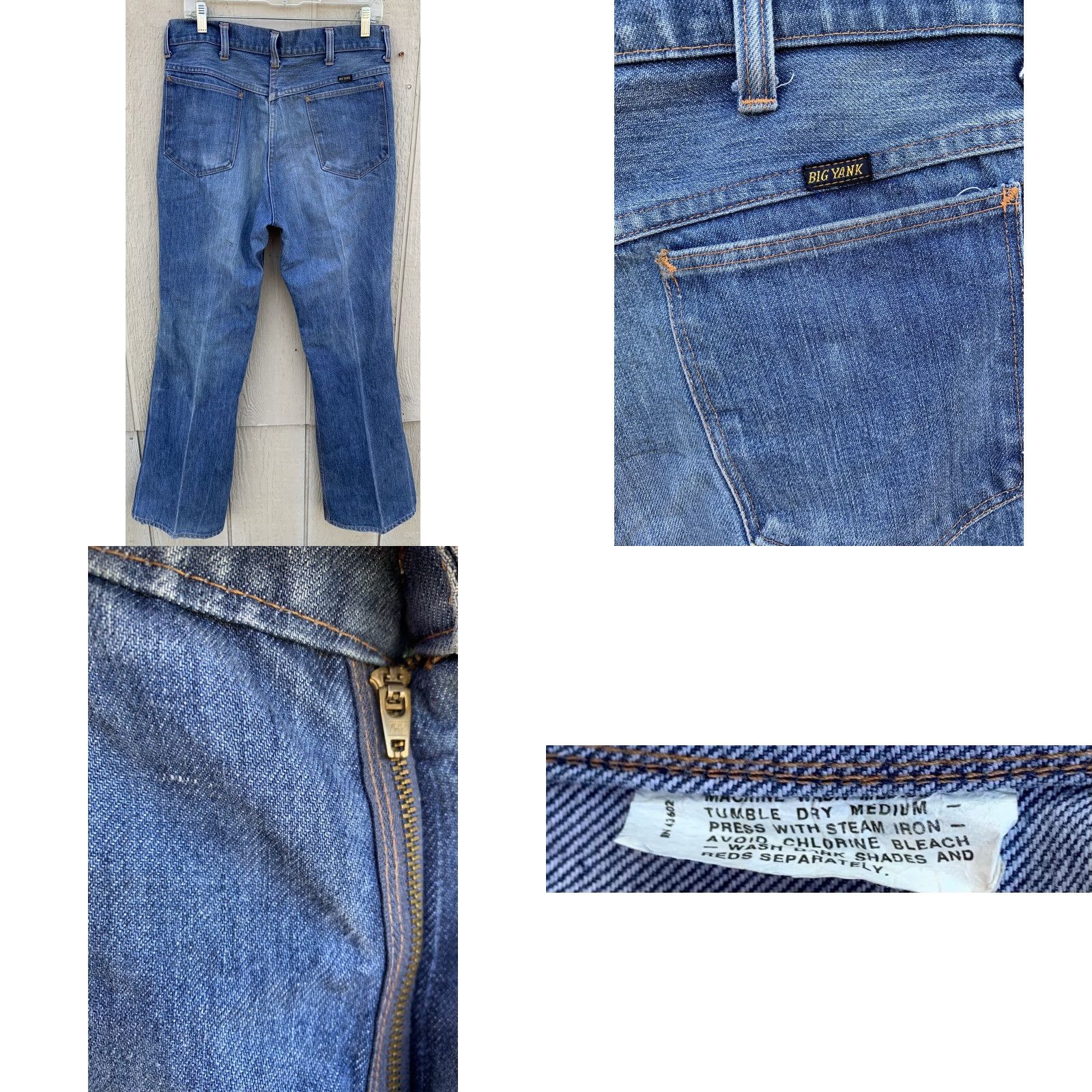Bell VINTAGE Big Yank Jeans flare bell bottom bells 33.5 in waist 33.5 in inseam blue denim 1970s Womens Mens? Size US 32 / EU 48 - 9 Thumbnail