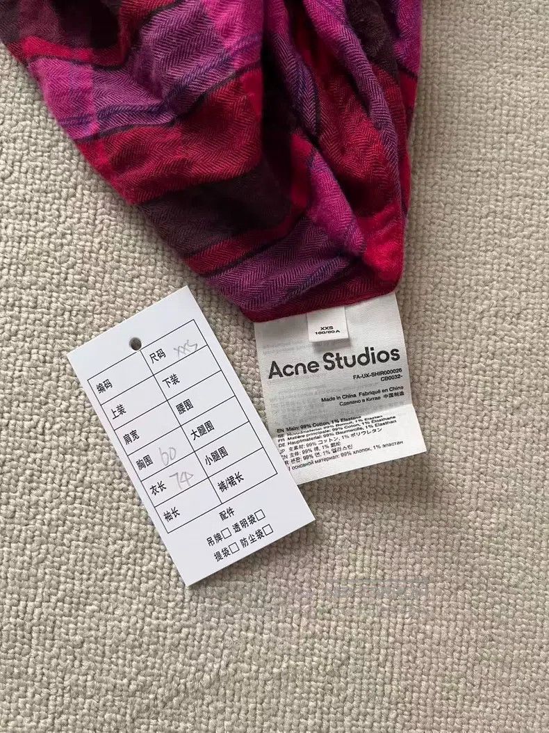 Acne Studios Smiley icon color block plaid shirt with long