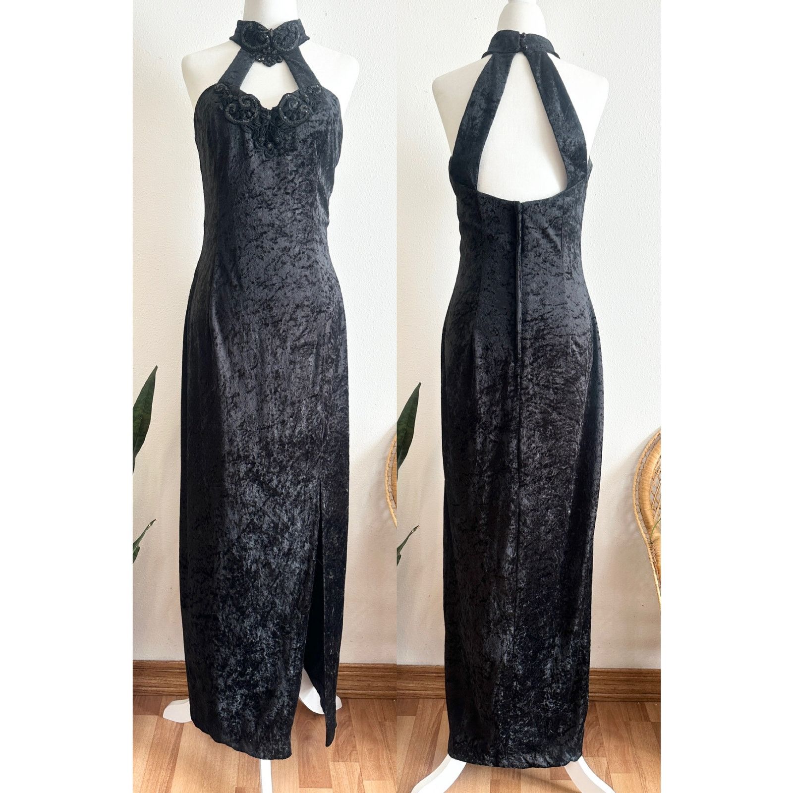 Jessica McClintock Vintage 80s 90s Romantic Whimsygoth High Neck Keyhole Dress Size L / US 10 / IT 46 - 1 Thumbnail