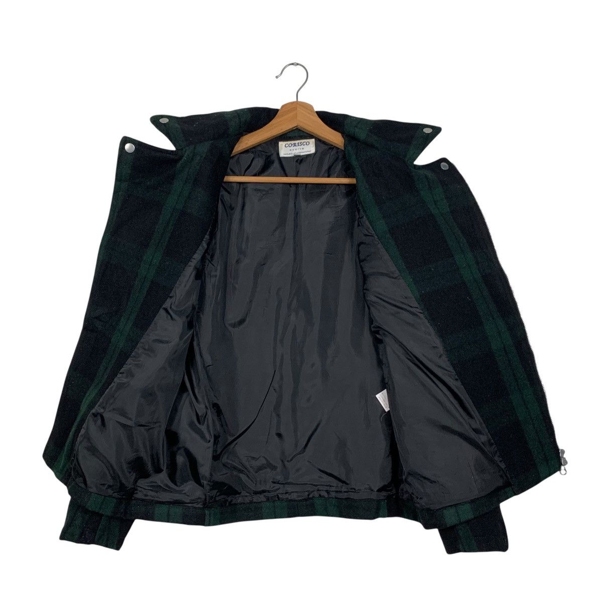 Japanese Brand CORISCO Green Tartan Double Collar Wool Jacket #1649-C73 Size US M / EU 48-50 / 2 - 11 Thumbnail