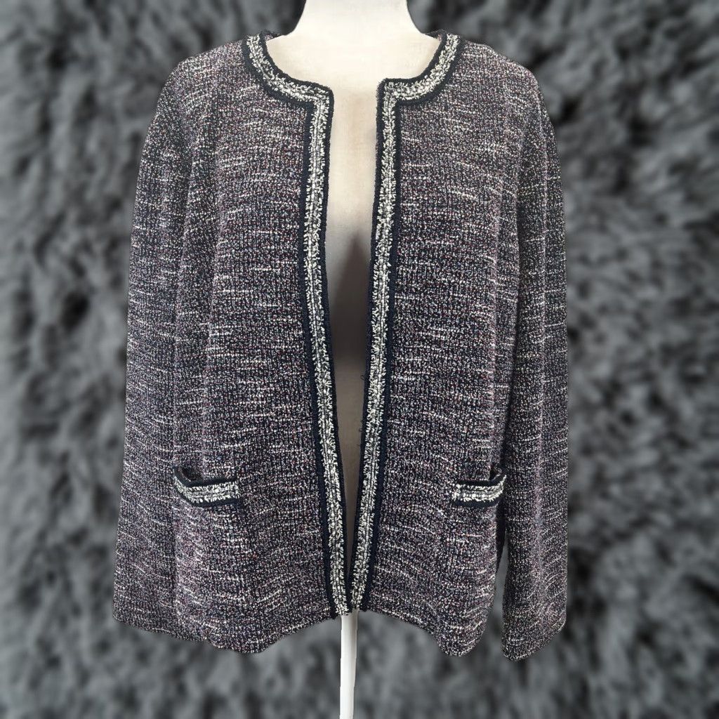 Talbots Talbots Open Front Tweed Knit Jacket 3X Plus Multicolor Career Womens Size XXL / US 16-18 / IT 52-54 - 1 Thumbnail