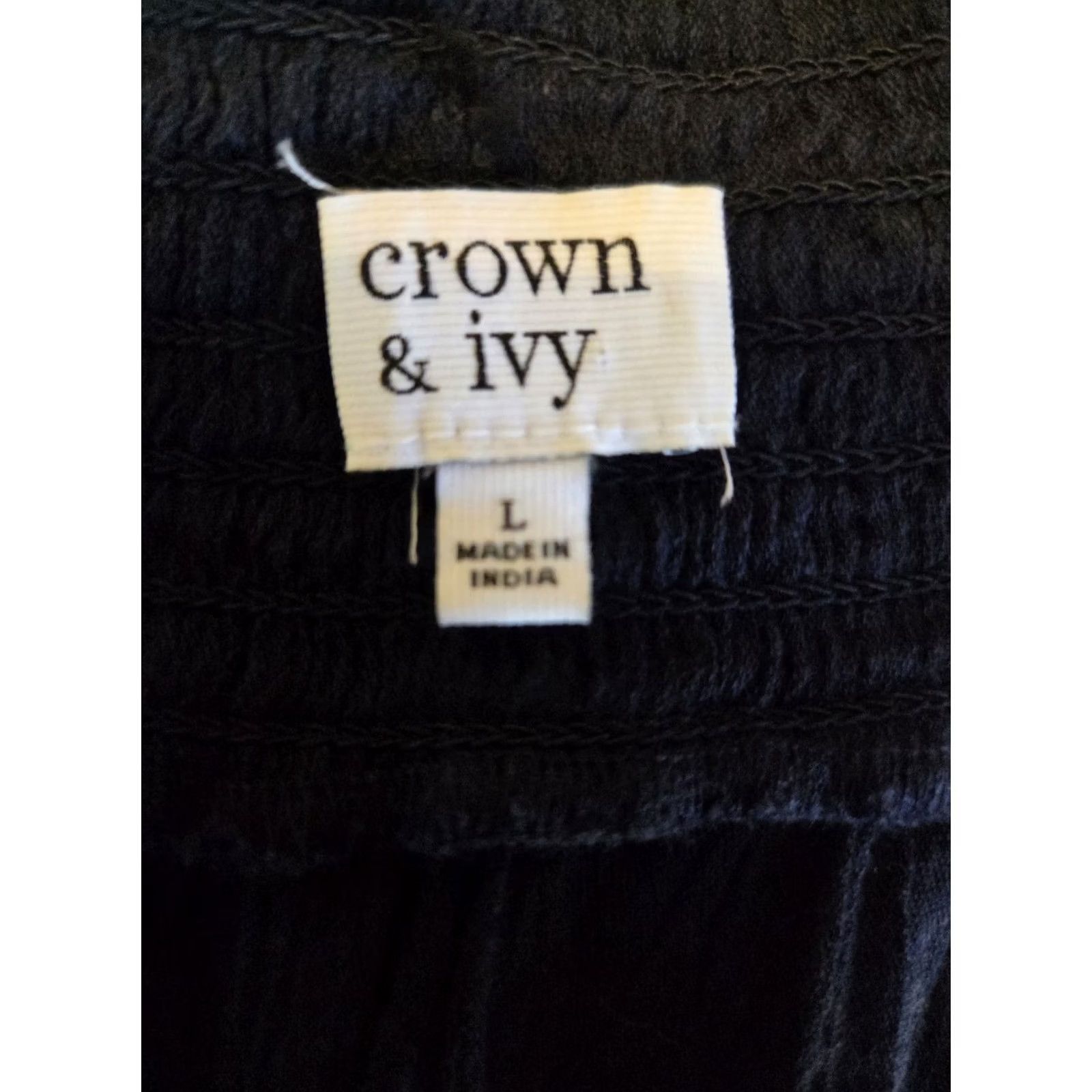 Vintage Crown & Ivy Navy Blue Smocked Trim Embroidered Floral Top Off the Shoulder 3/4 Sleeve L Bohemian Hippie Blouse Women Regular Size Size L / US 10 / IT 46 - 8 Thumbnail