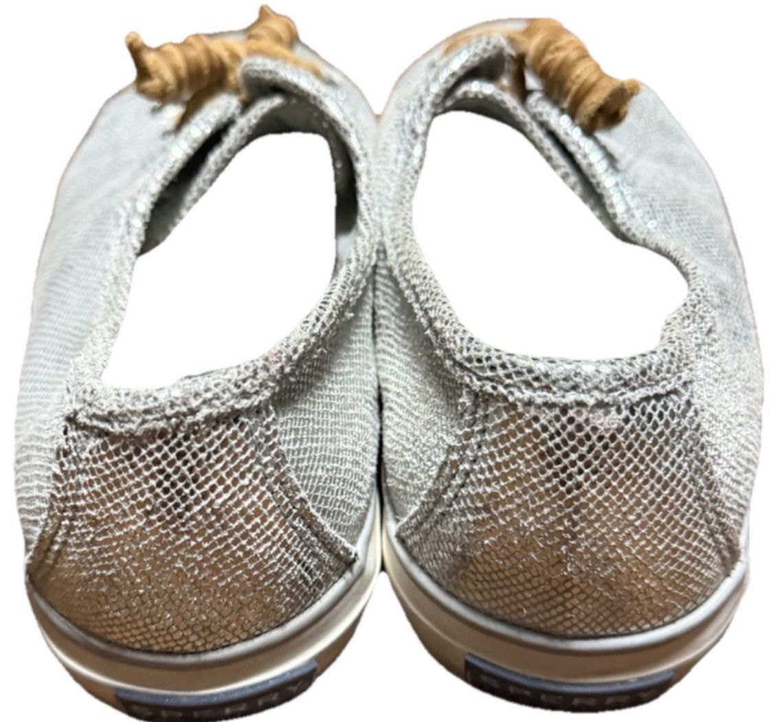 Sperry Women’s 8M Sperry Metallic Silver Leather Sneakers STS94858 Size US 8 / IT 38 - 6 Thumbnail