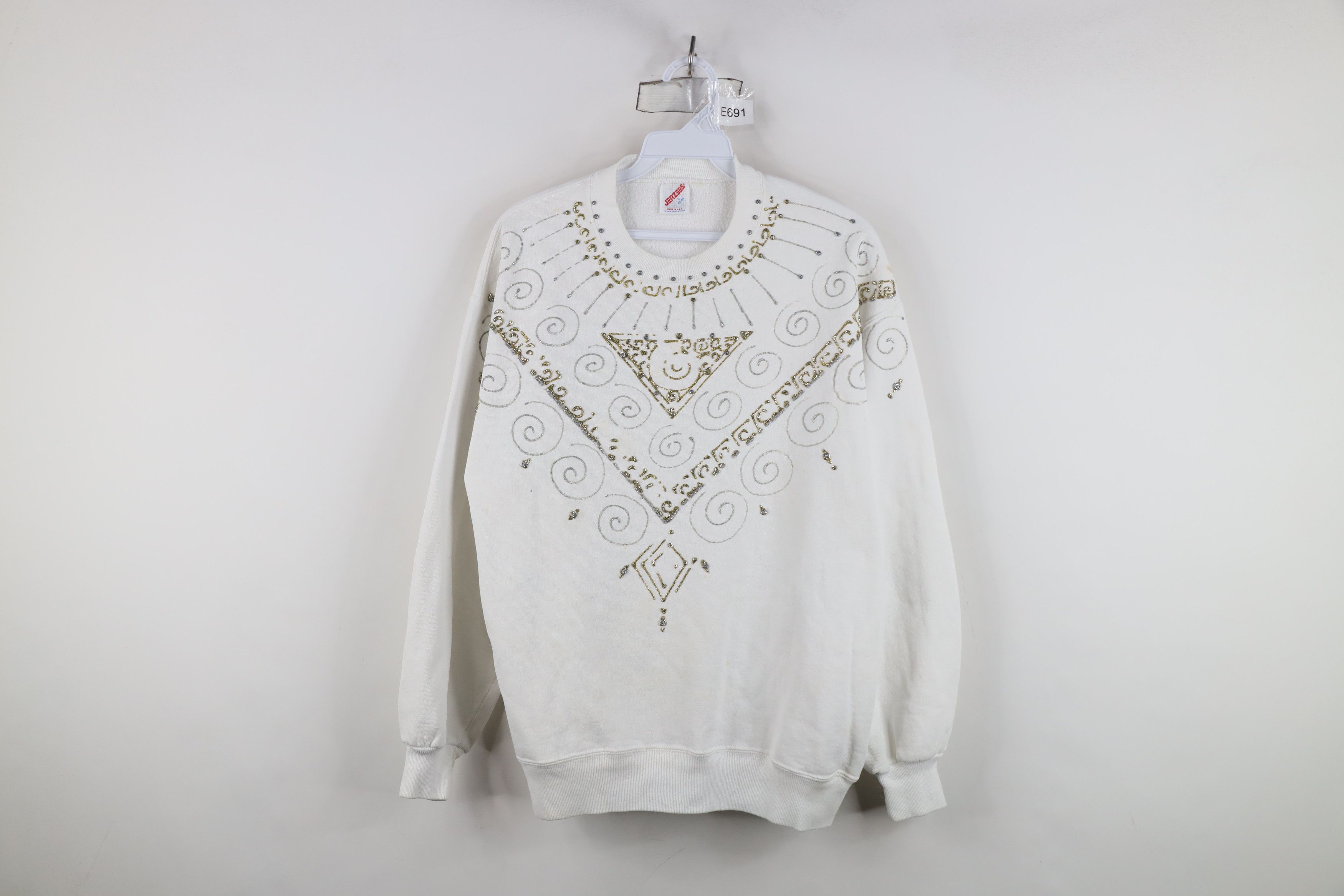 Vintage Vintage 90s Streetwear Glue Paint Geometric Sweatshirt Size L / US 10 / IT 46 - 1 Thumbnail