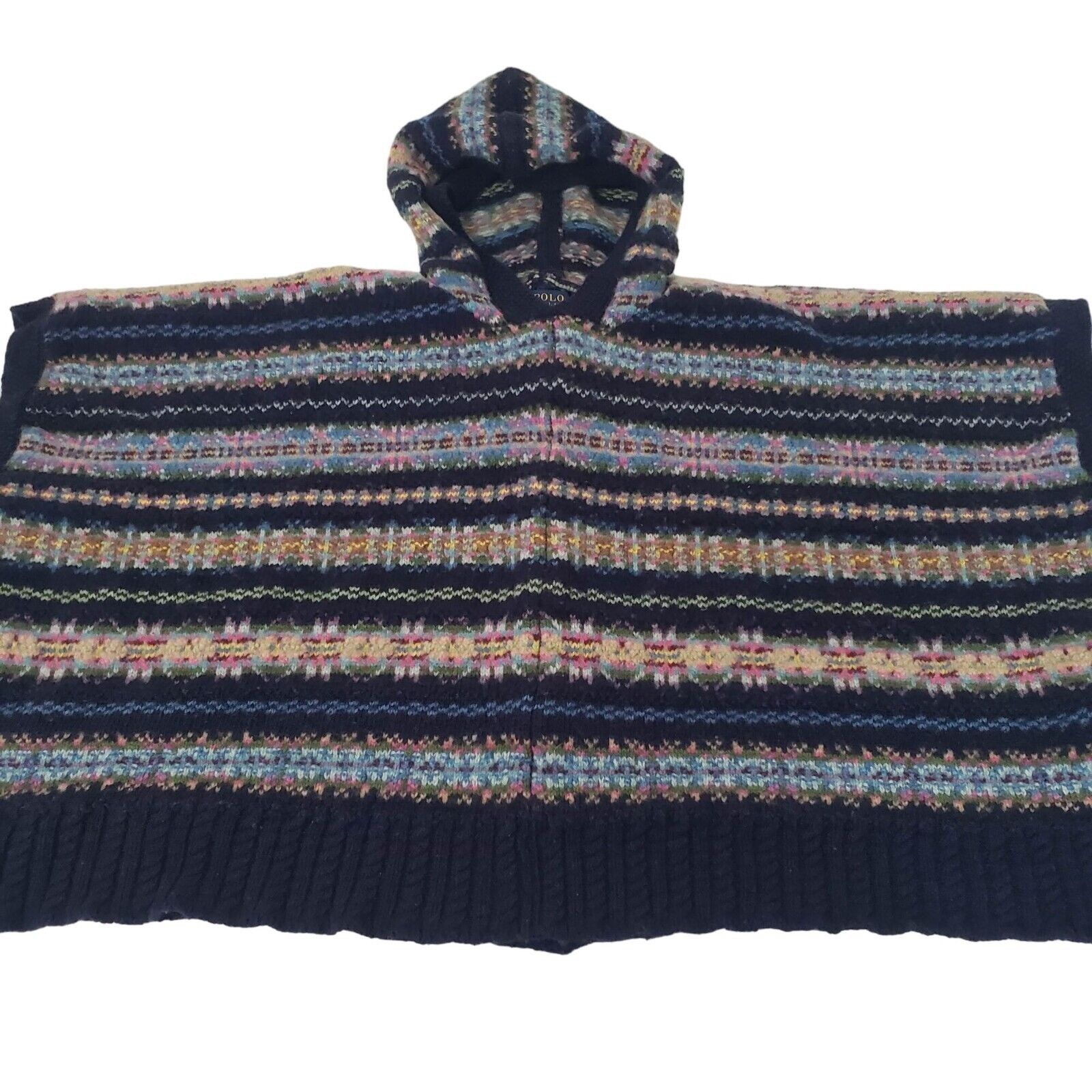 Polo Ralph Lauren Fair Isle Hooded Poncho Womens Size S/M