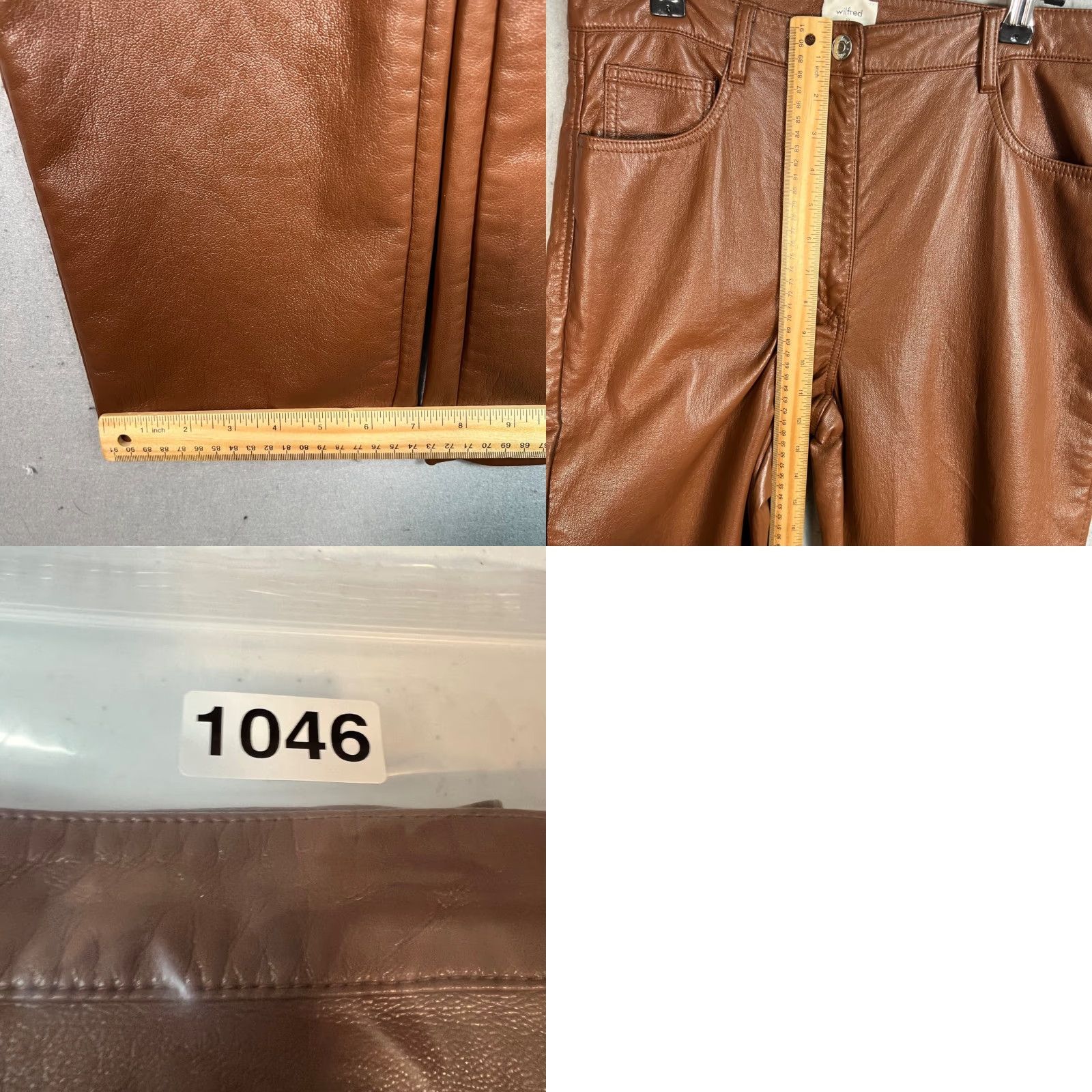 Vintage Wilfred Womens Size 10 Faux Leather High-Waisted Brown Pants Size 32" / US 10 / IT 46 - 8 Thumbnail