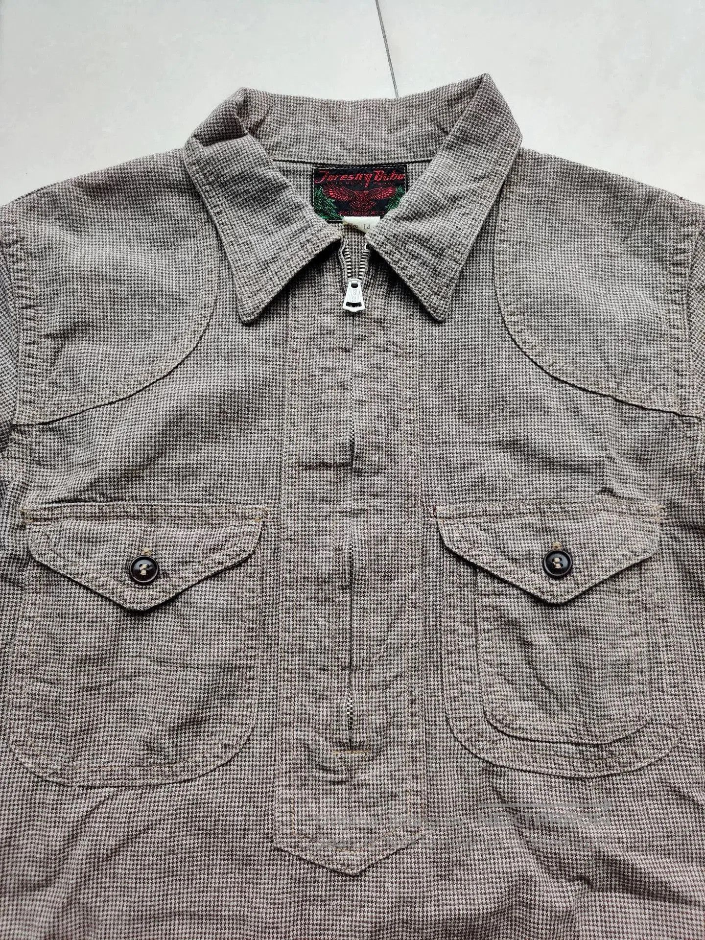Freewheelers Stylish Checked Shirt with Zipper Detail. Size US M / EU 48-50 / 2 - 5 Thumbnail