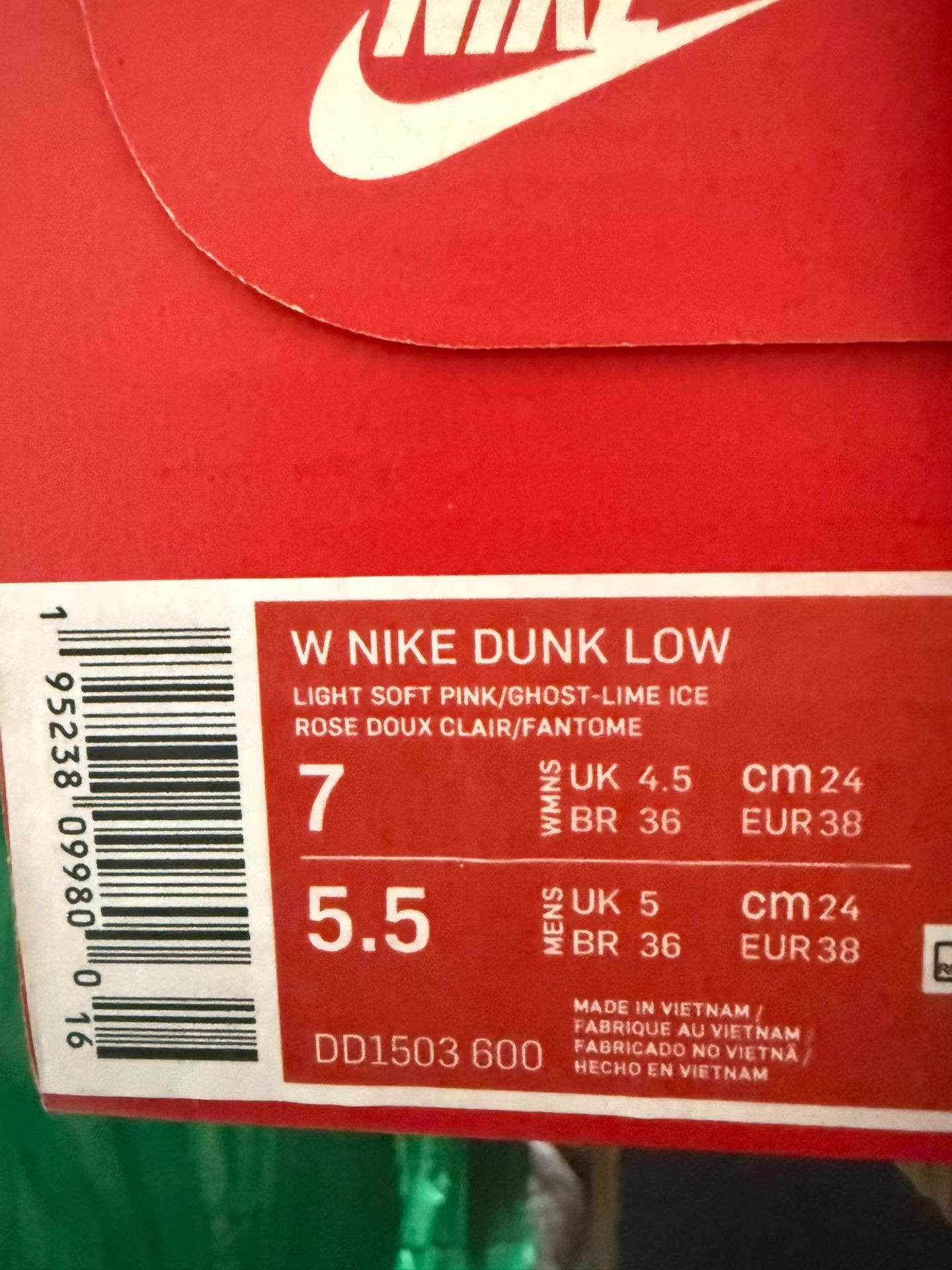 Nike Nike Dunk "Lime Ice" Leather, versatile, non-slip Ｑ20 Size US 8 / IT 38 - 4 Thumbnail