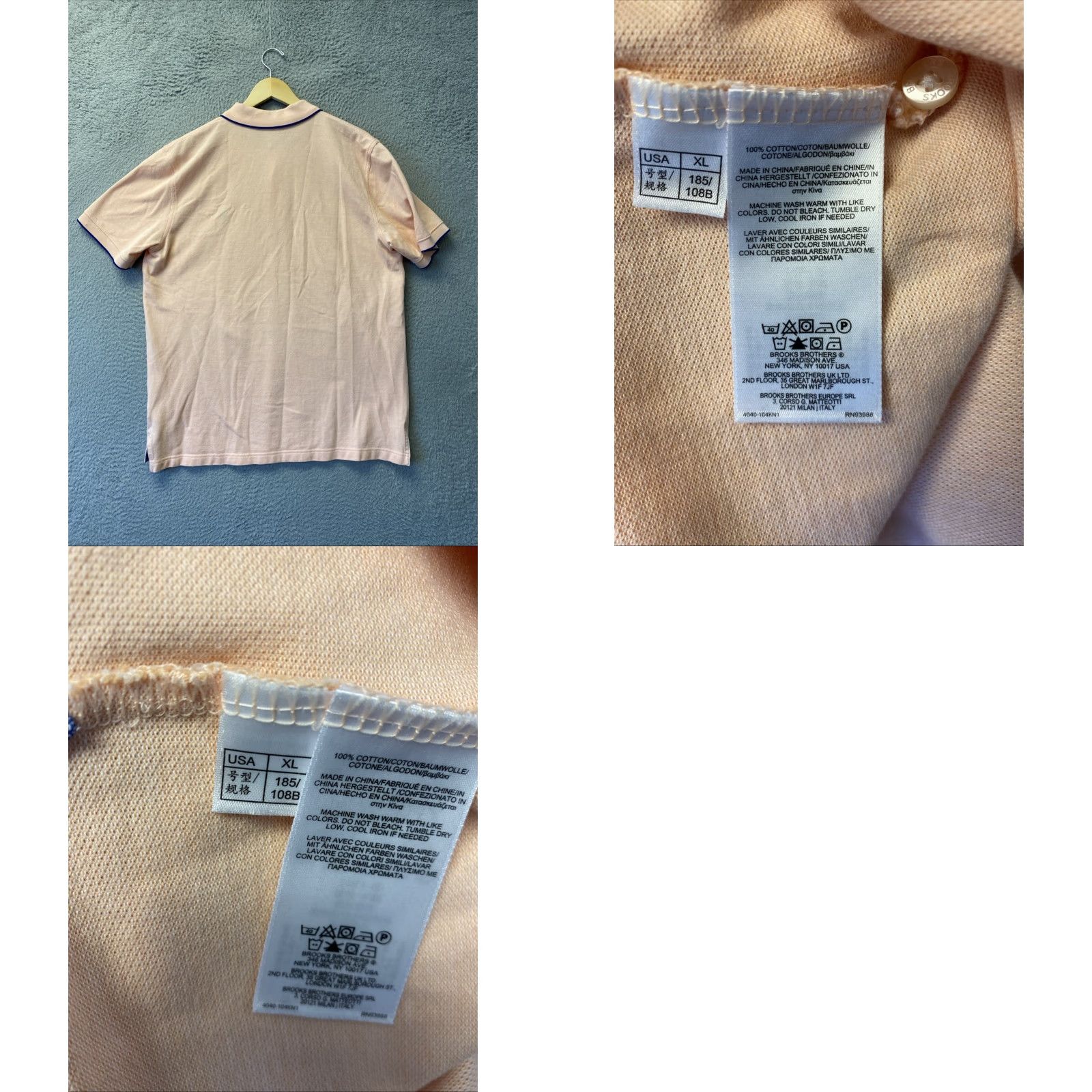 Brooks Brothers VINTAGE Brooks Brothers 1818 Men Polo Shirt XL Short Sleeve Collared 100% Cotton Light Salmon Mens Size US XL / EU 56 / 4 - 8 Thumbnail