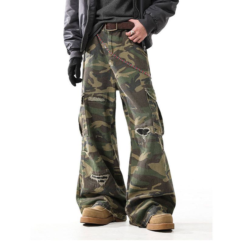 Japanese Brand × Jean Vintage Camouflage Baggy Ripped Cargo Pants Size US 28 / EU 44 - 1 Thumbnail