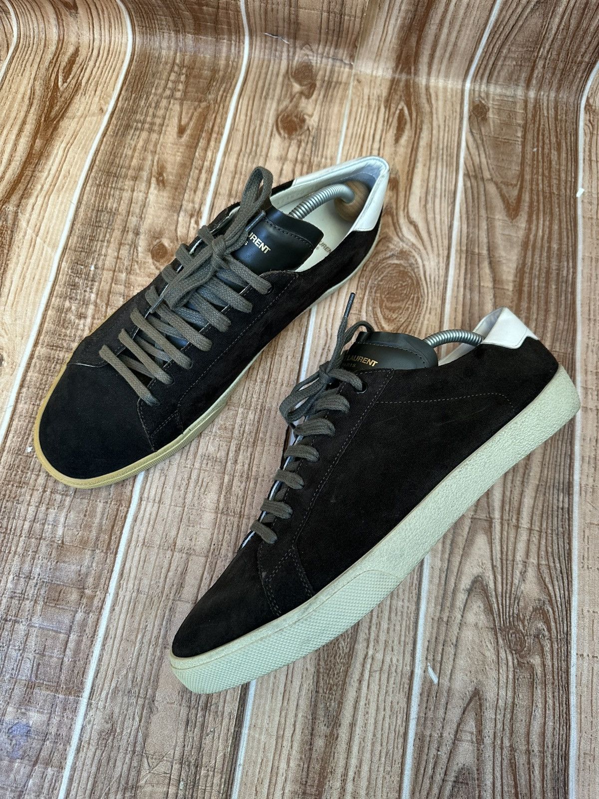 Saint Laurent Paris Saint Laurent HEDI SLI Court Classic Low-Top Suede Trainers Size US 12 / EU 45 - 14 Thumbnail