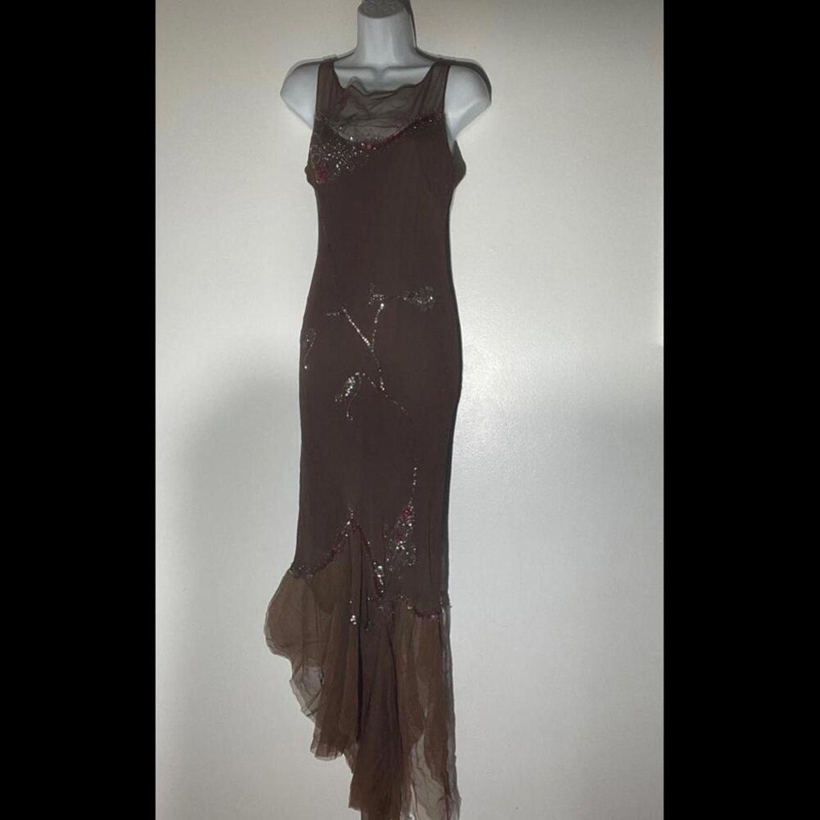 Other Dress gown Brown Ticker Bell with beaded accent florals Size S / US 4 / IT 40 - 3 Thumbnail