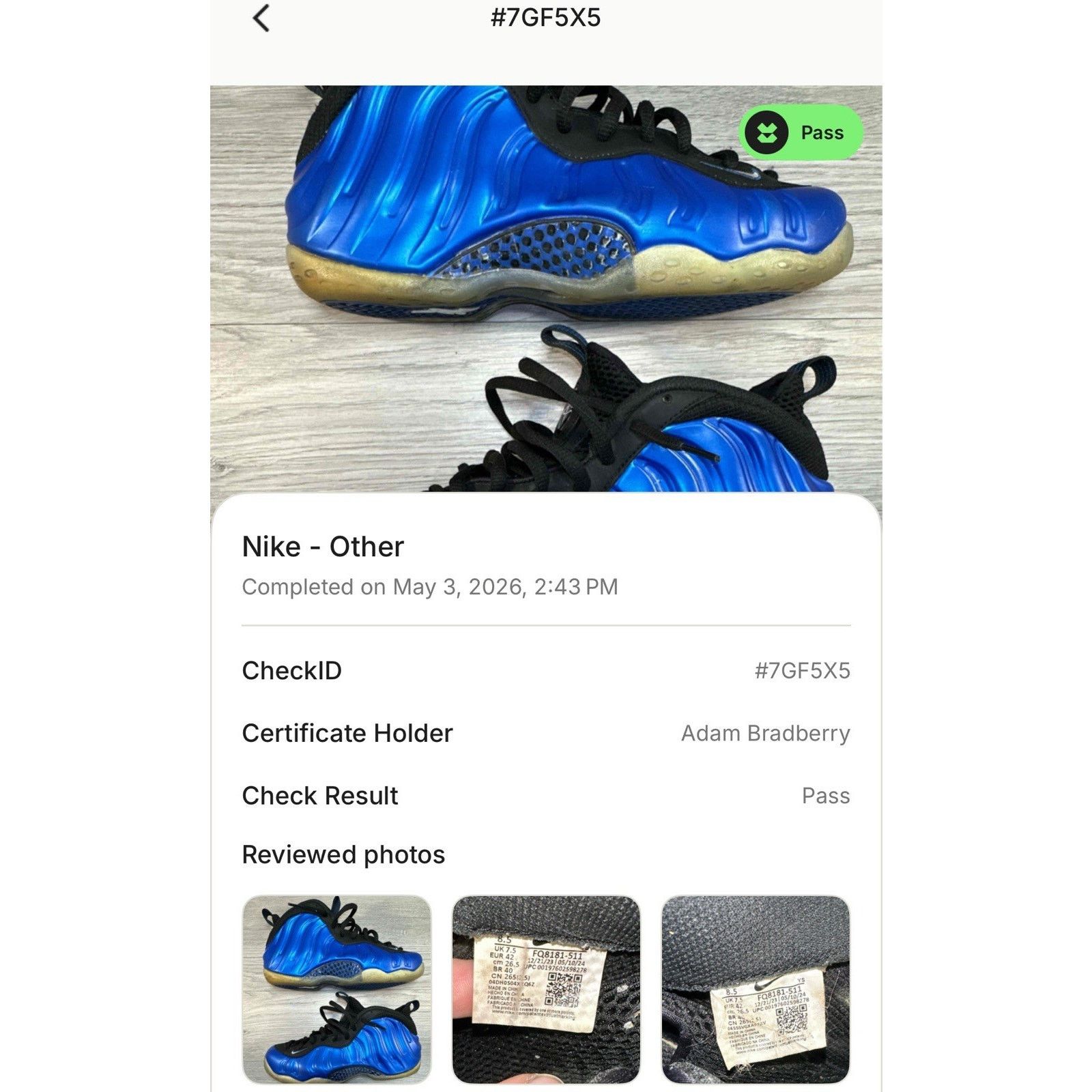 Nike Nike Air Foamposite One Royal 2024 - Size 8.5 Size US 8.5 / EU 41-42 - 8 Thumbnail
