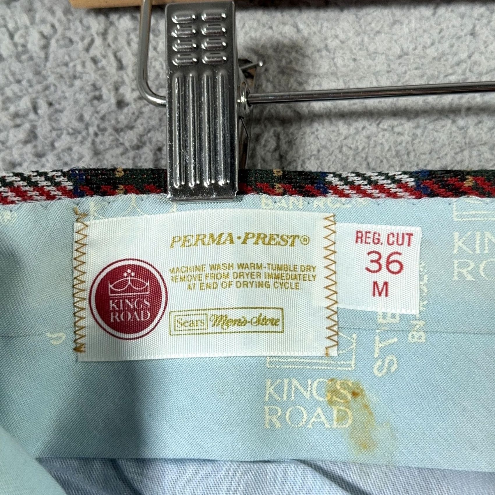 Sears VINTAGE Kings Road Pants 60s Mens 36 Red Tartan Plaid Perma Prest Flared Sears Size US 36 / EU 52 - 3 Thumbnail