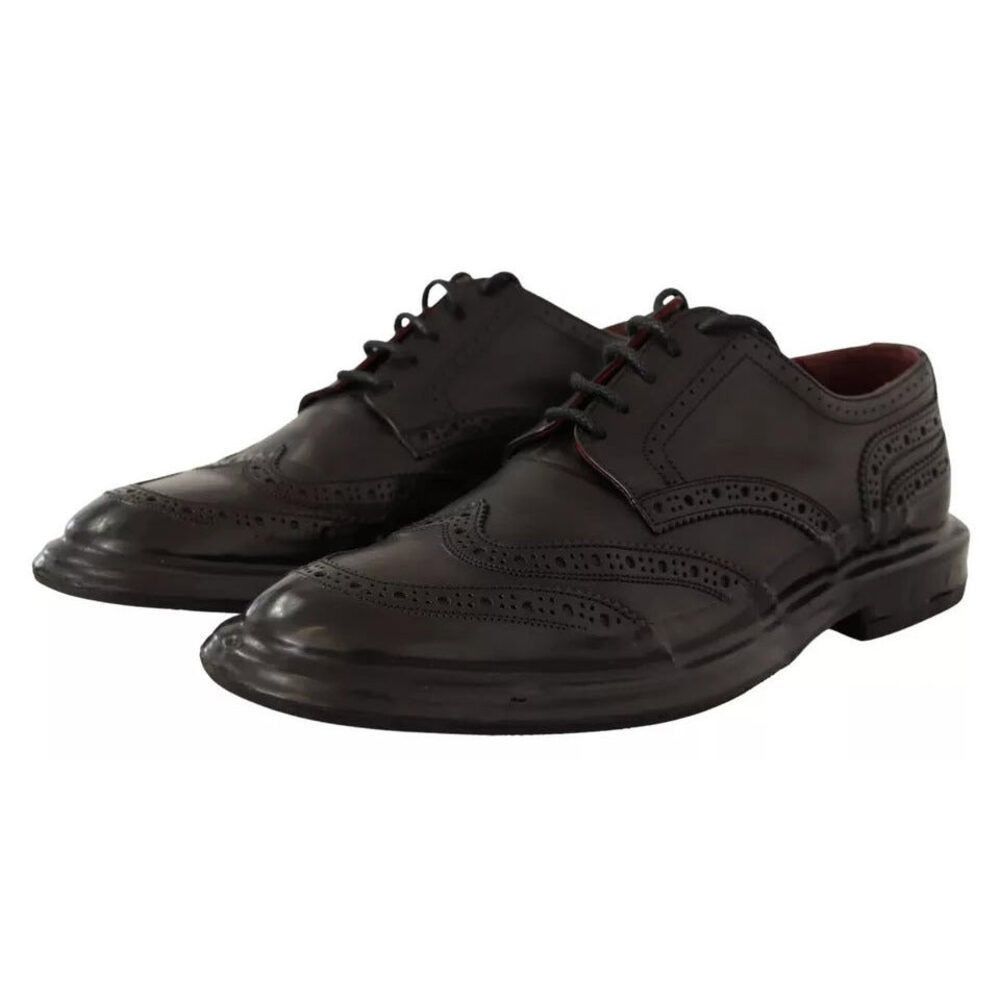 Dolce & Gabbana Dolce & Gabbana Black Perforated Leather Lace Up Derby Shoes Size US 7 / EU 40 - 3 Thumbnail
