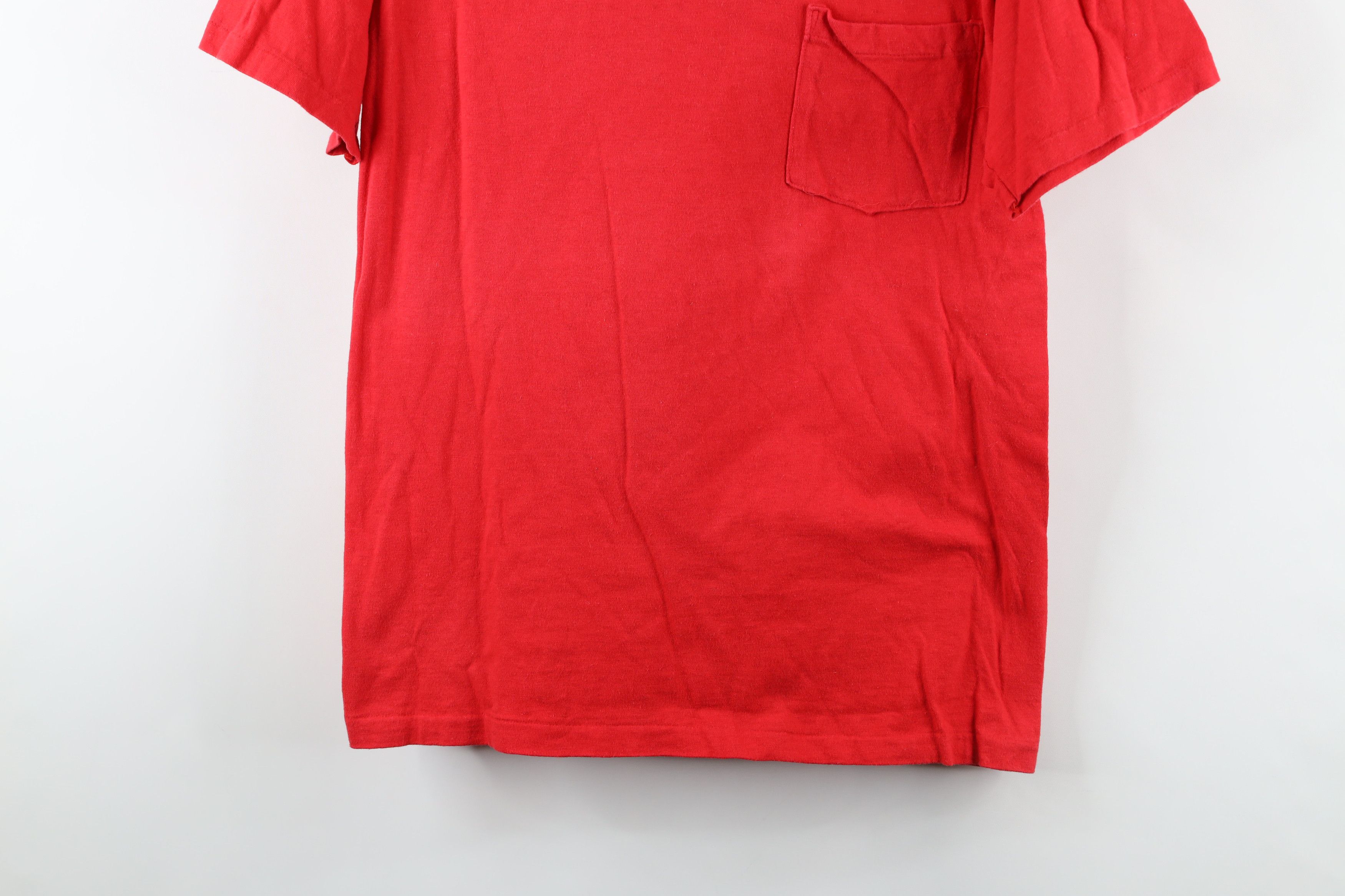 Vintage Vintage 90s Hanes Blank Pocket T-Shirt Cotton Red USA Size US L / EU 52-54 / 3 - 3 Thumbnail