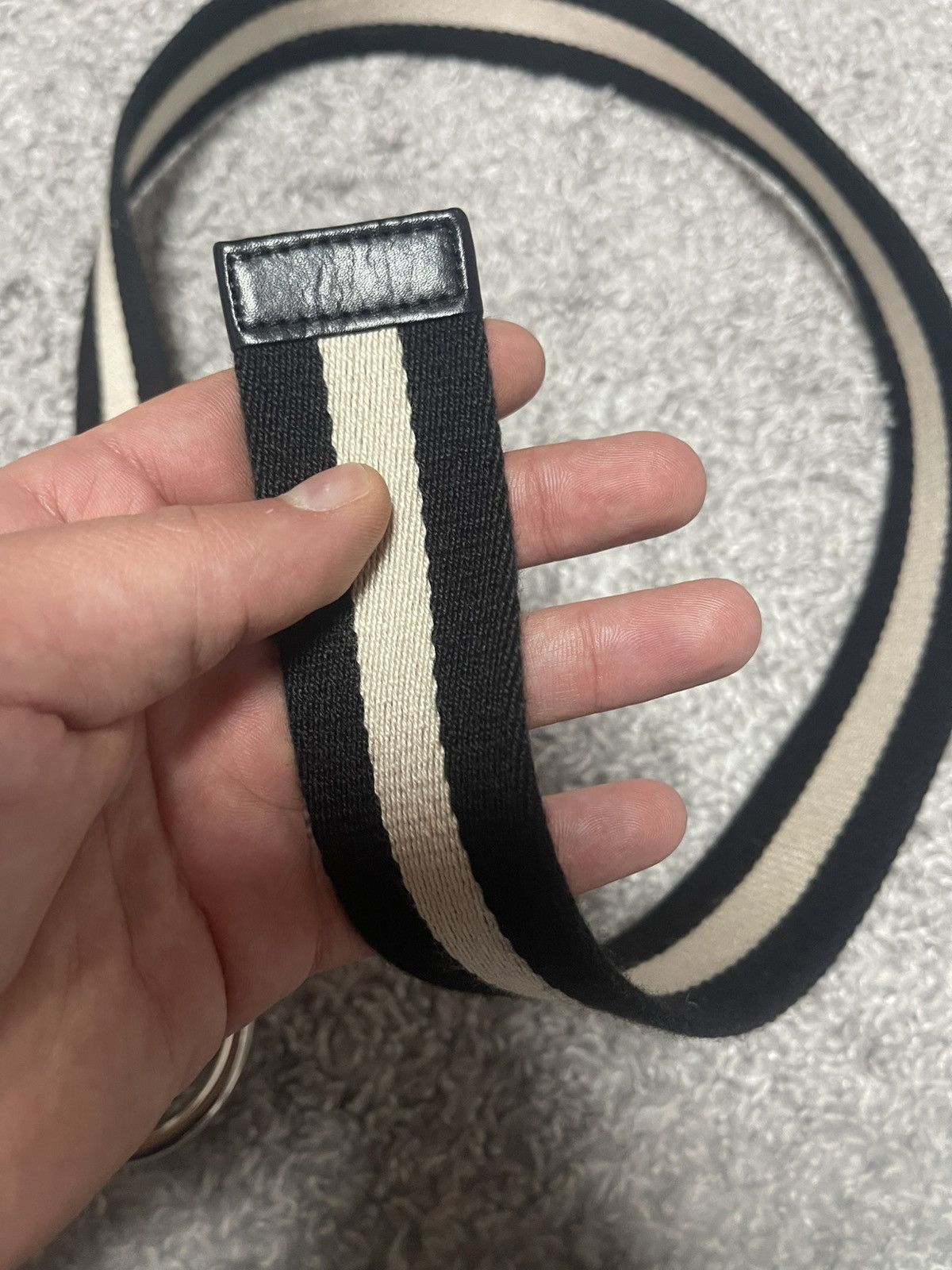Bally Bally Luxury Size 34 Black White Fabric Double Ring Belt Size 34 - 7 Thumbnail