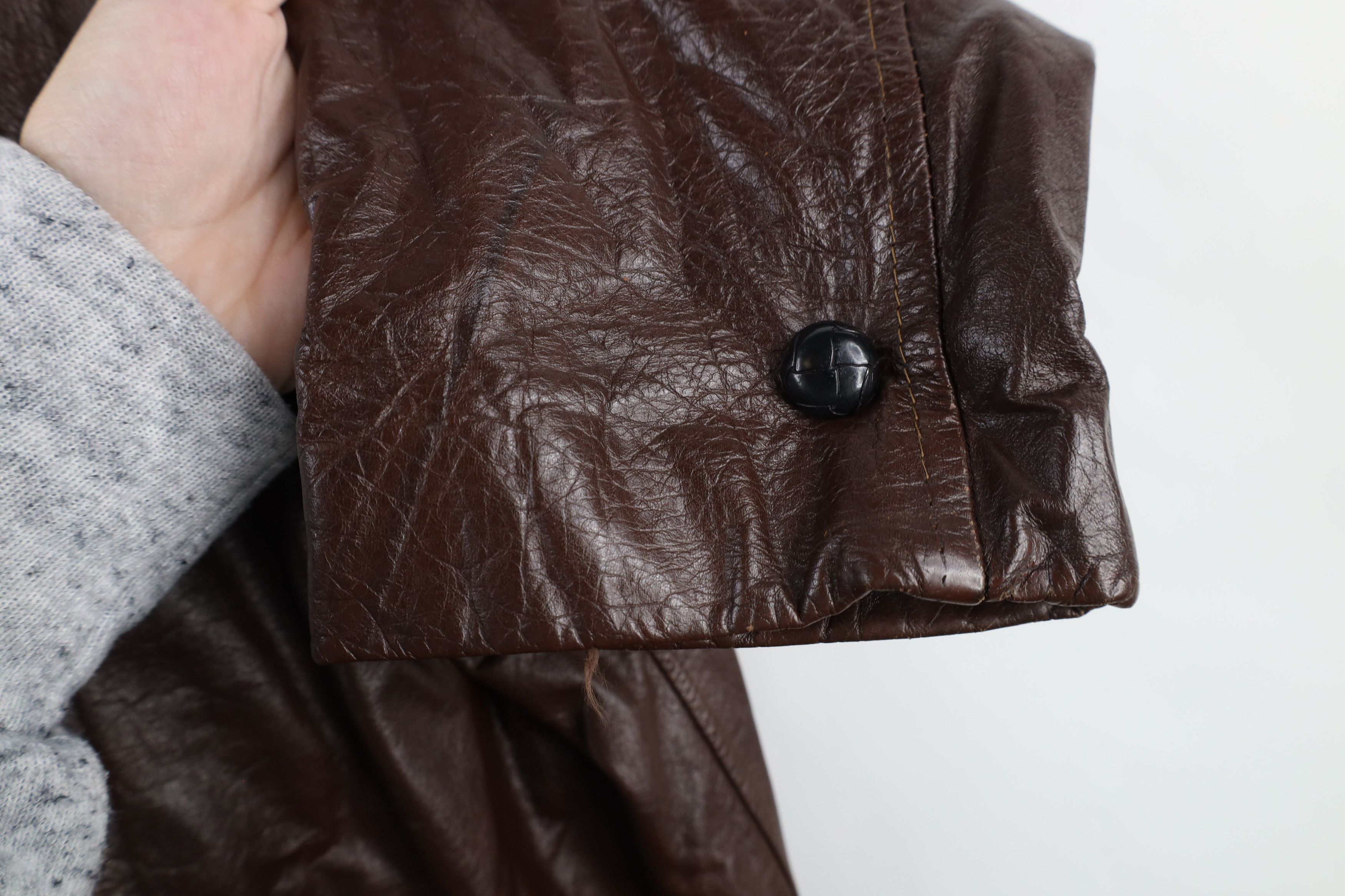 Vintage Vintage 70s Streetwear Lined Full Button Leather Jacket USA Size US XXL / EU 58 / 5 - 4 Thumbnail