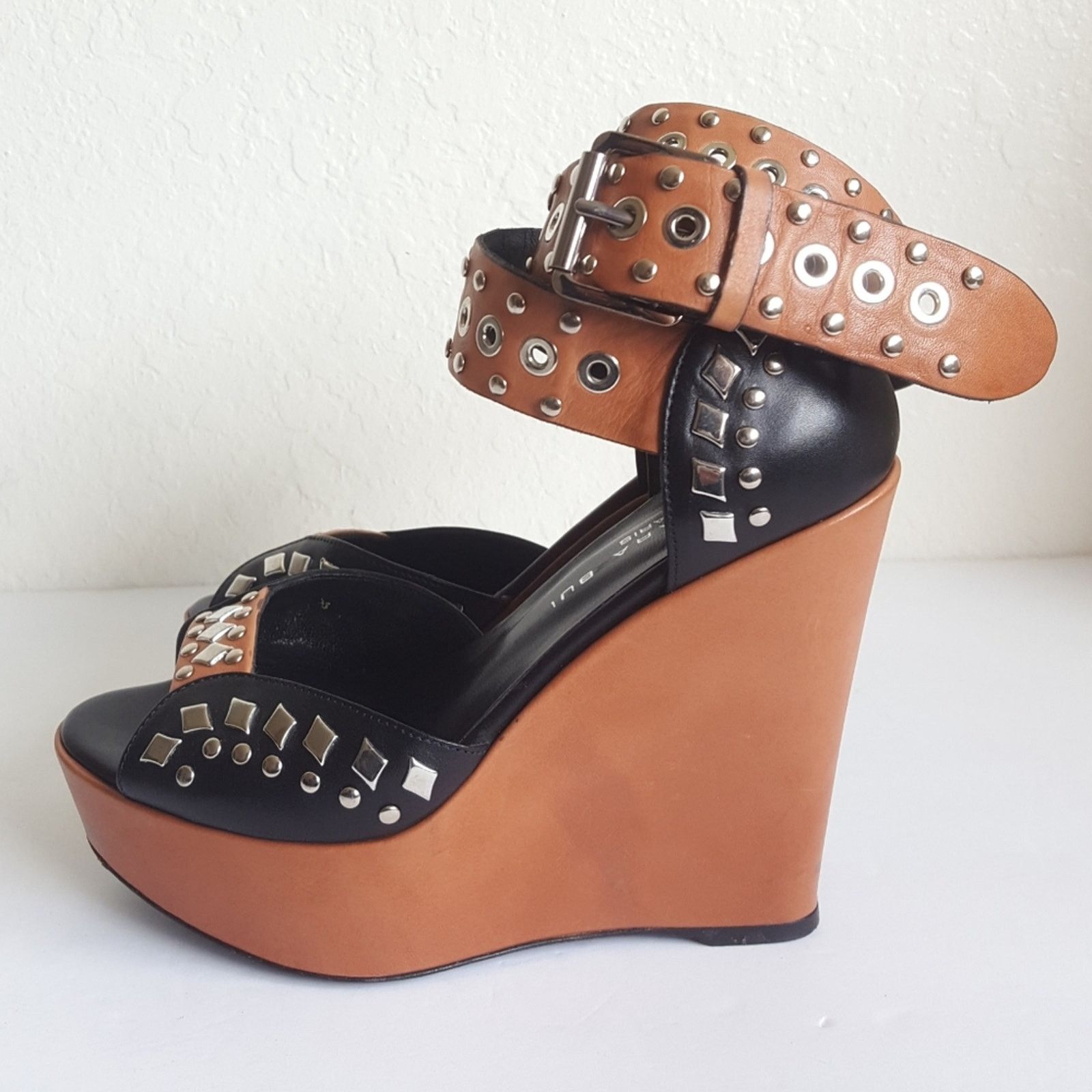 Barbara Bui Barbara Bui Paris Studded Ankle Strap Wedge Platform Leather Size US 6 / IT 36 - 4 Thumbnail