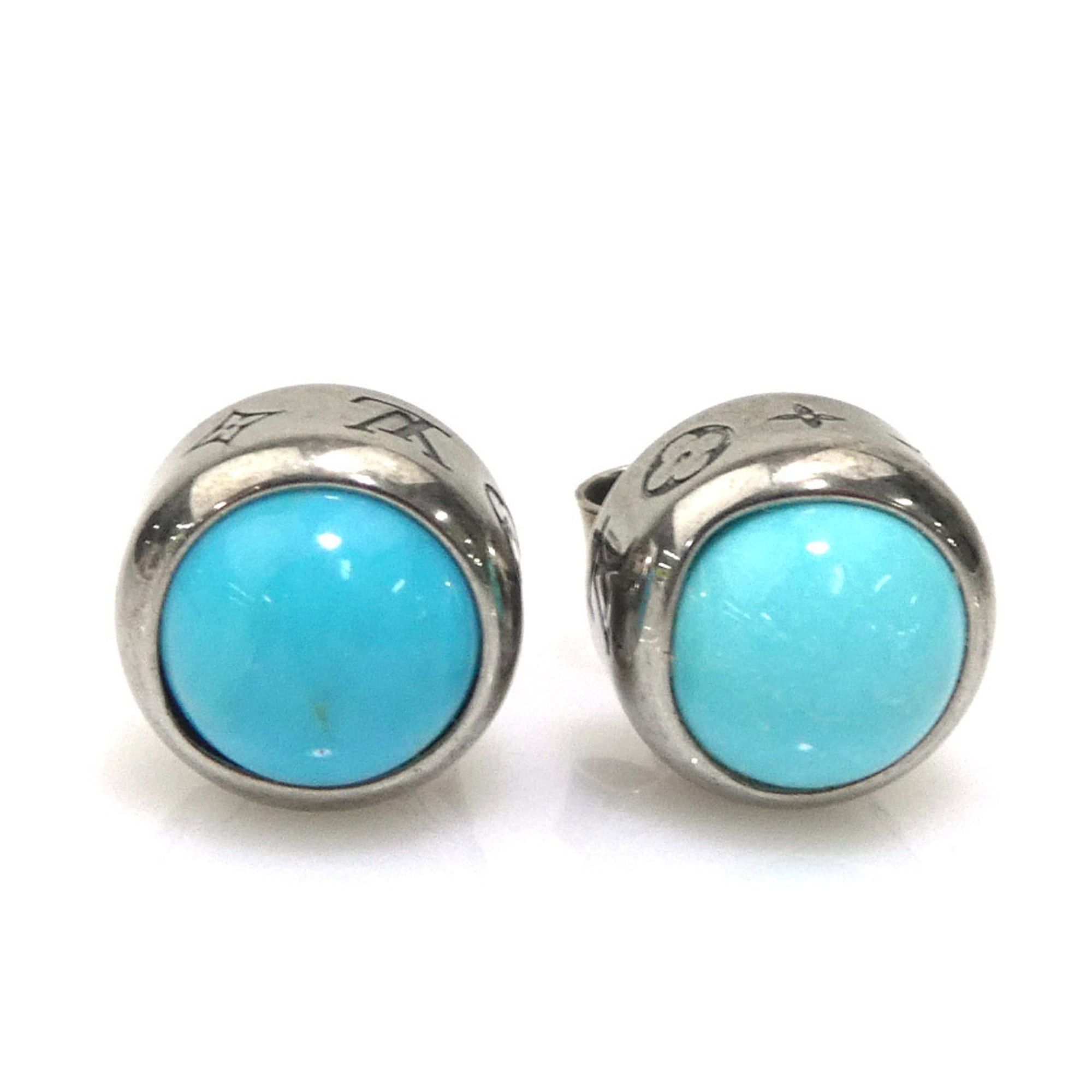 Louis Vuitton Turquoise Rodeo Earring Set Blue and Silver Metal M02053 Men's/Women's Free Shipping 56591k