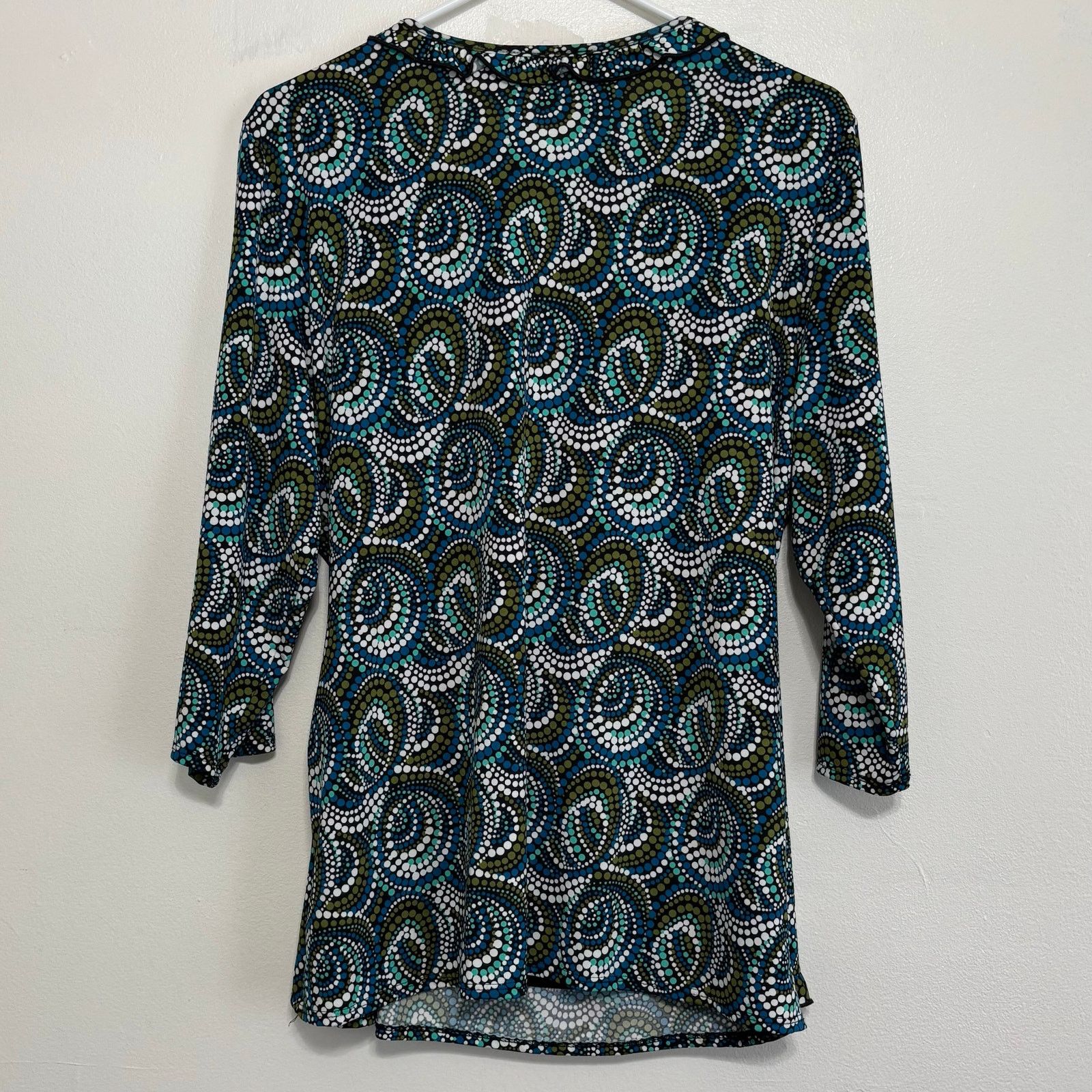 Other Notations XL Multicolor Boho Dot Swirl Faux Wrap Blouse Size XL / US 12-14 / IT 48-50 - 2 Thumbnail
